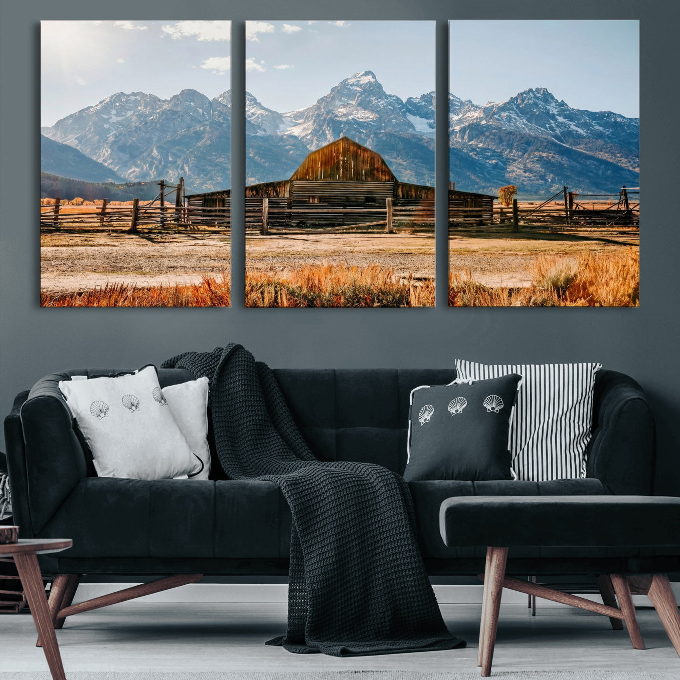 26513-MGV-CV-36X24 - Vintage Old Barn Field Wall Art Canvas Print for Farmhouse Decor - Rustic Barn Wall Art Canvas Print