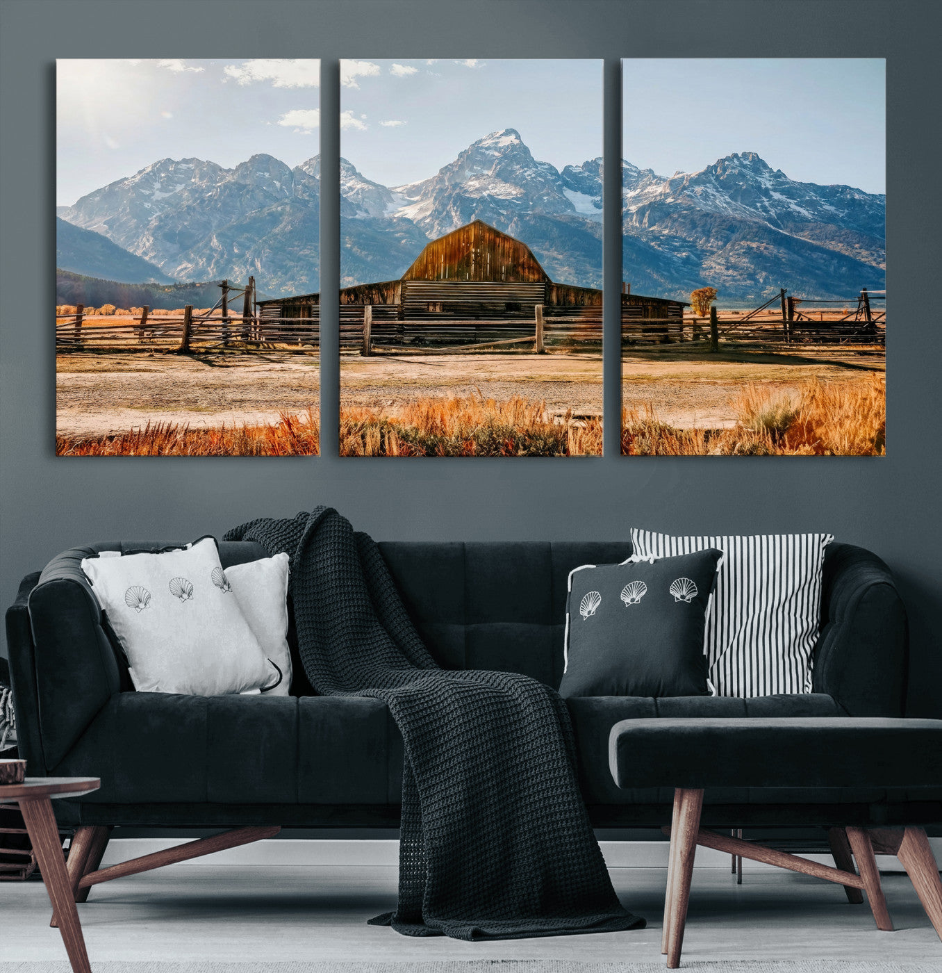 26513-MGV-CV-36X24 - Vintage Old Barn Field Wall Art Canvas Print for Farmhouse Decor - Rustic Barn Wall Art Canvas Print
