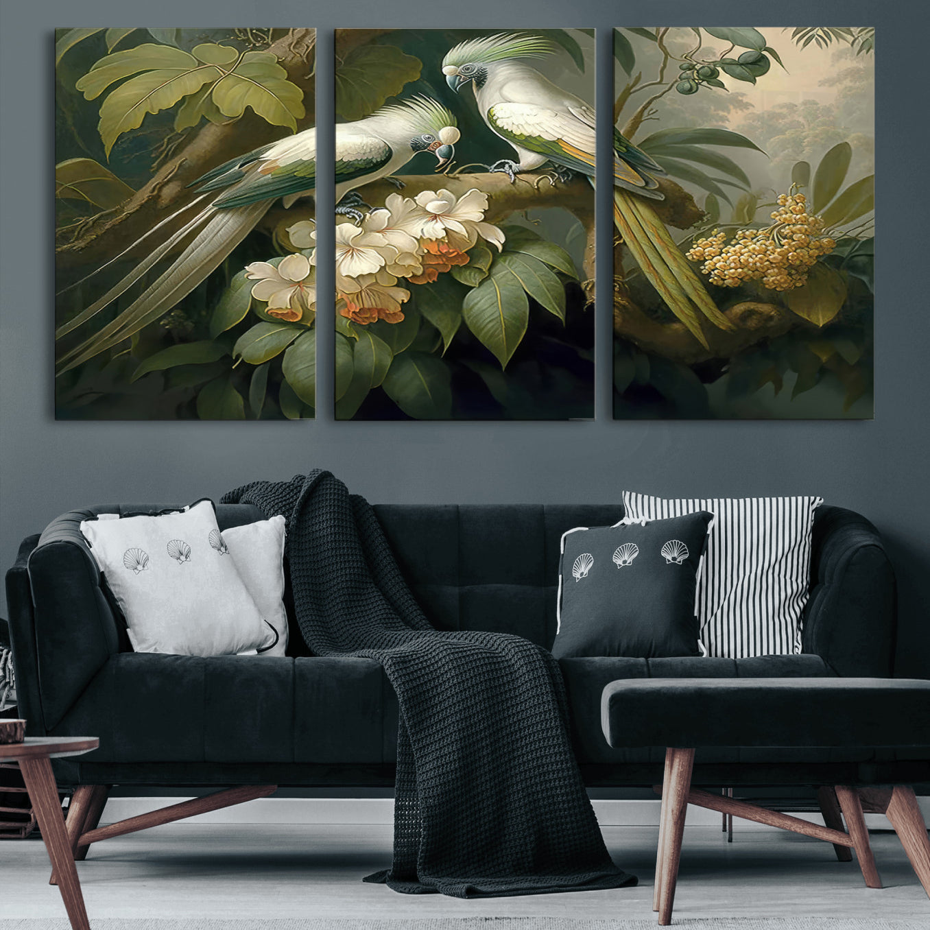 84047-MGV-CV-60X30-3P-Tropical Paradise Print Wall Art Stunning Artwork of a Parrot in a Lush Forest with Beautiful