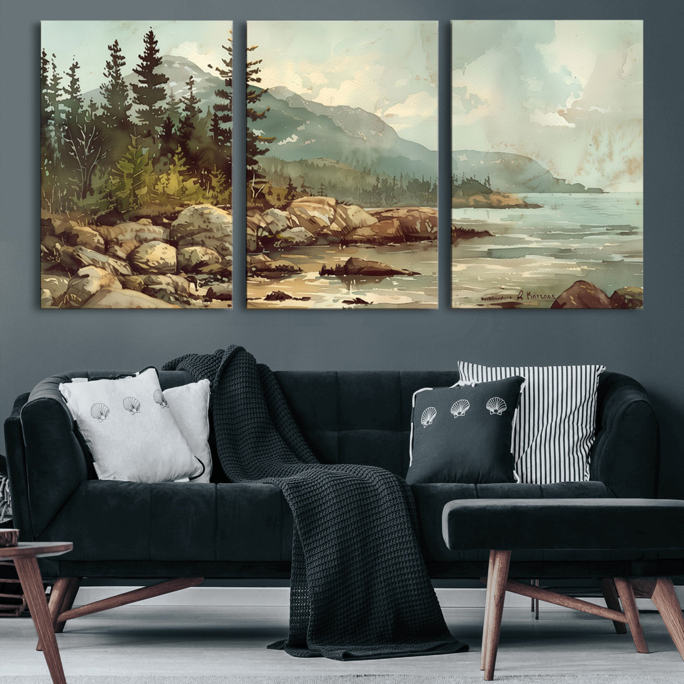 24809-MGV-CV-60X30-3P-Abstract Acadia National Park Wall Art Canvas Print - Stunning 3-Panel Wall Art Canvas Print,