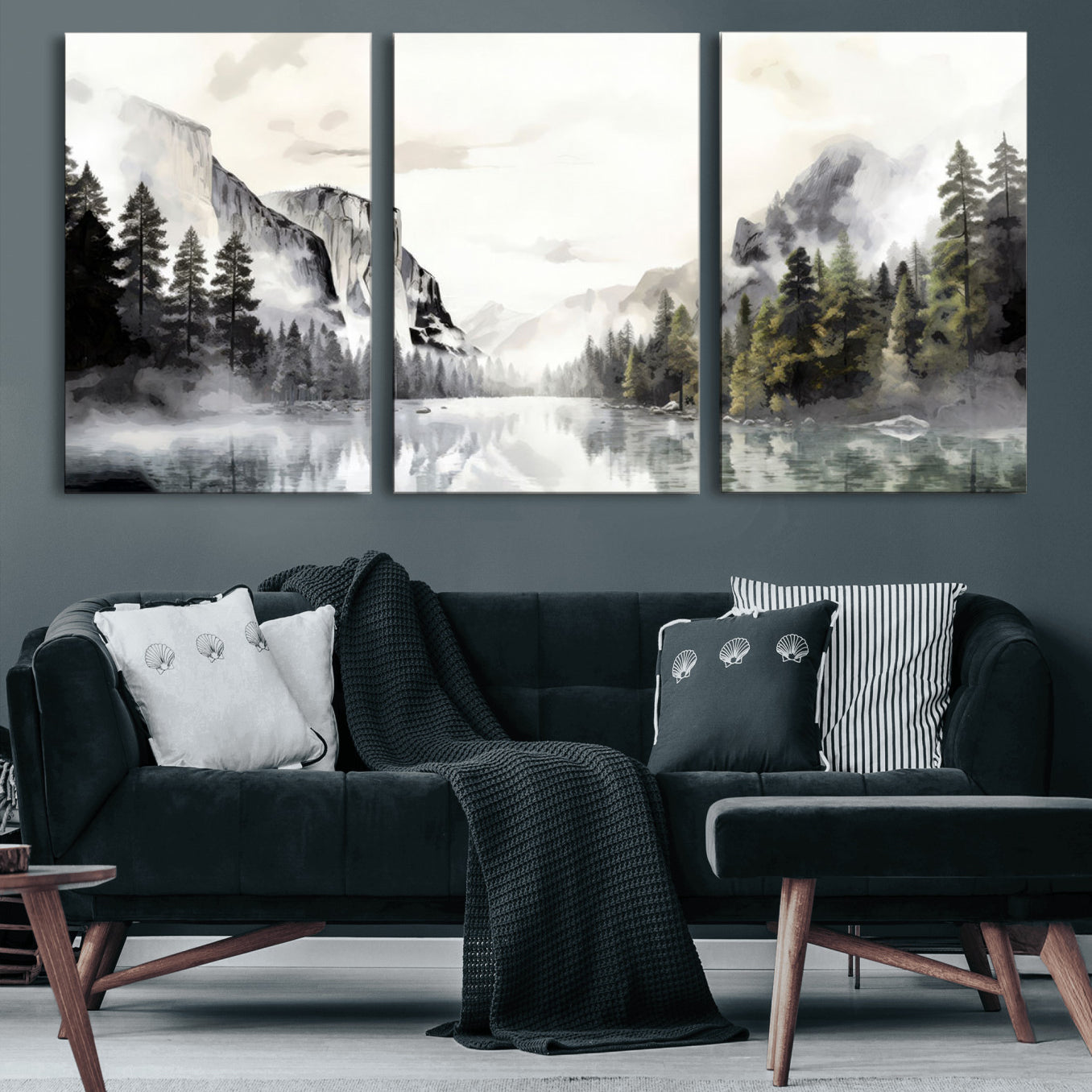 27364-MGV-CV-60X30-3P-Yosemite Valley Wall Art Canvas Print – Framed and Ready to Hang – Majestic Nature Landscape Décor