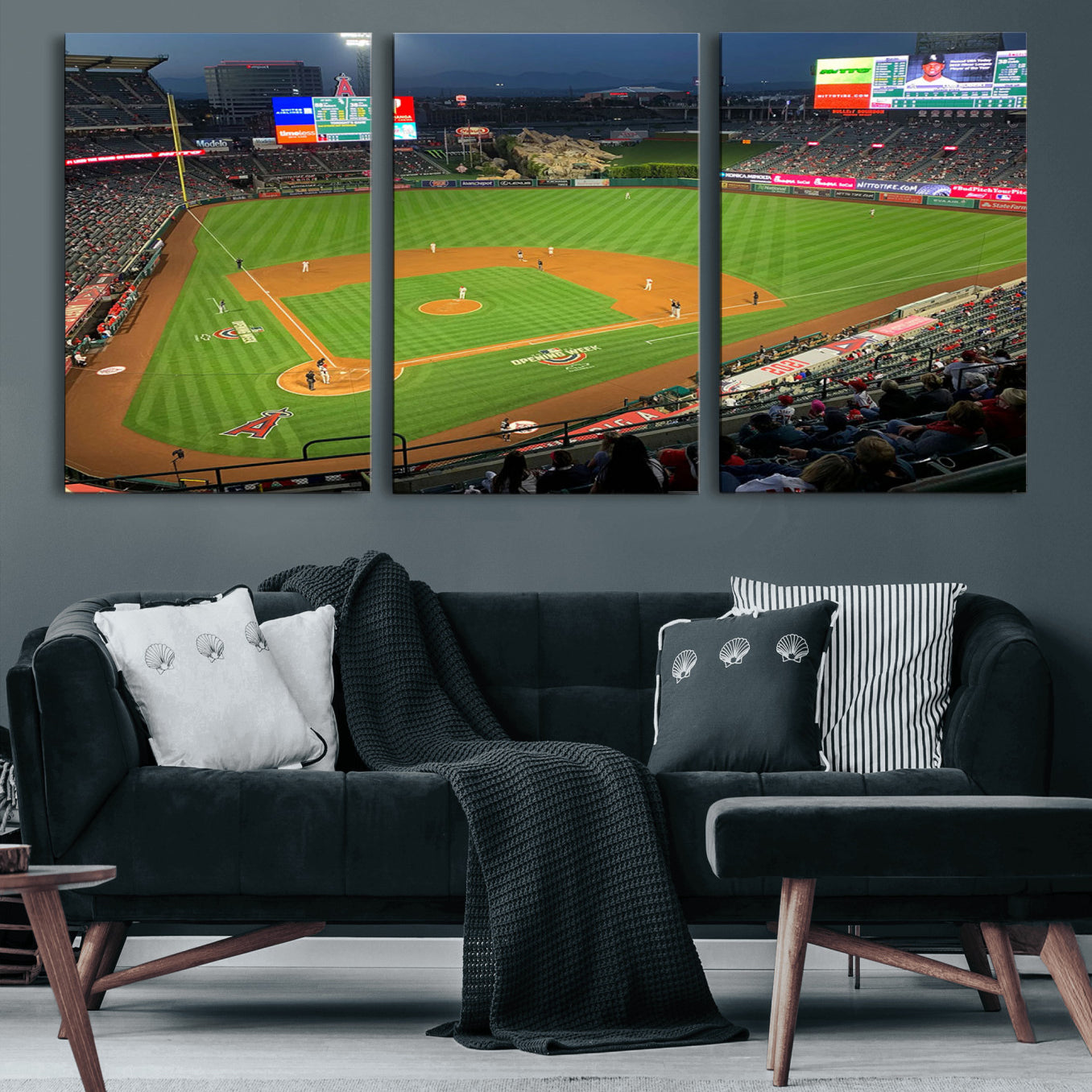 93707-MGV-CV-36X24-Angel Stadium Aerial Canvas Print – Los Angeles Angels Baseball Canvas Print, Framed, Ready to Hang
