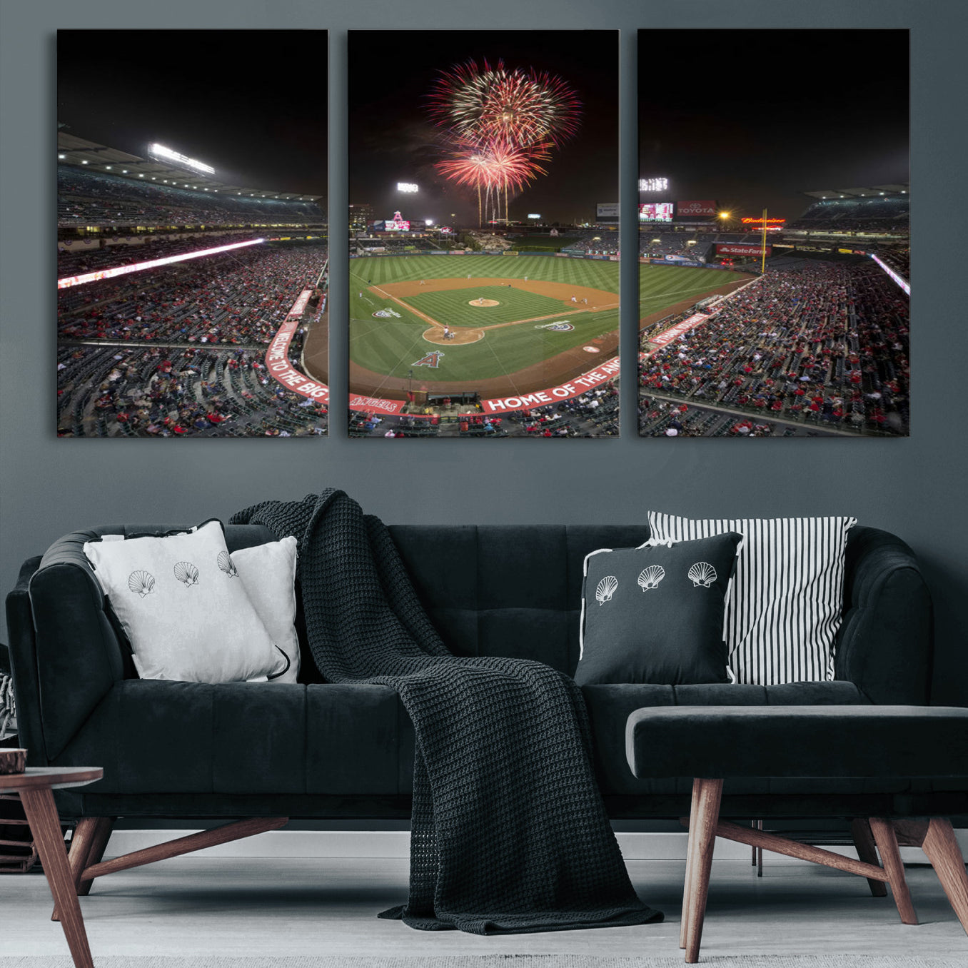 63592-MGV-CV-60X30-3P-Fireworks at Angel Stadium – Los Angeles Angels Canvas Print, Framed Los Angeles Angels Wall Art
