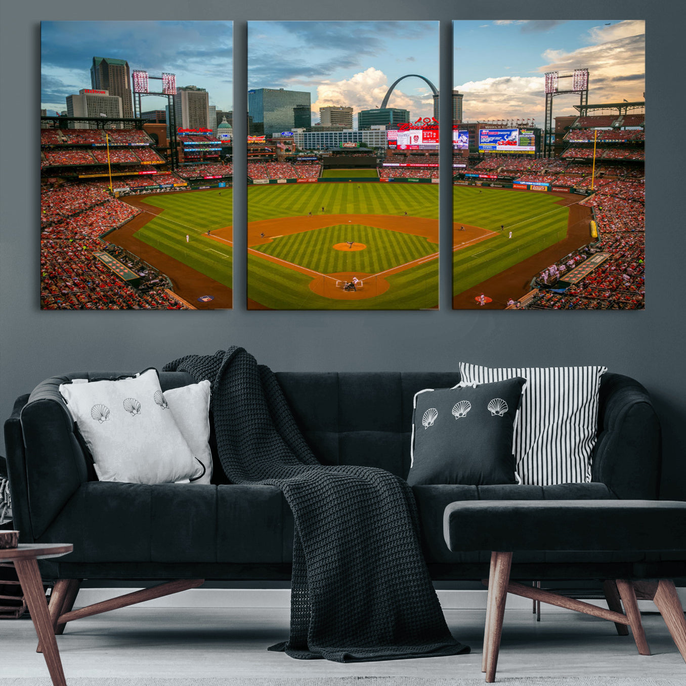 91908-MGV-CV-60X30-3P-Busch Stadium Wall Art Print | St. Louis Cardinals Baseball Stadium Canvas Print | Framed Sports