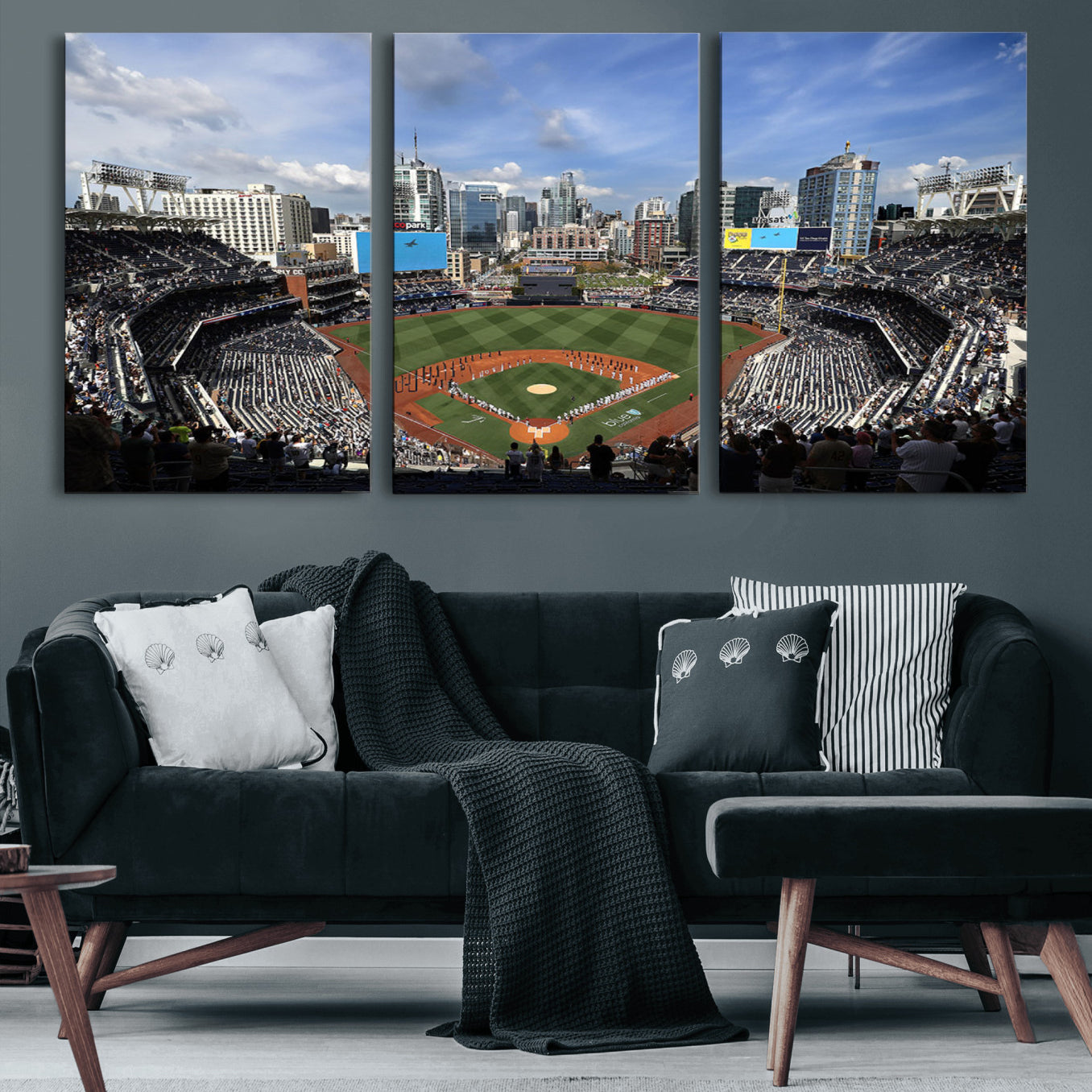 87122-MGV-CV-60X30-3P-San Diego Padres Baseball Team Print - Petco Park Stadium Wall Art Canvas Print