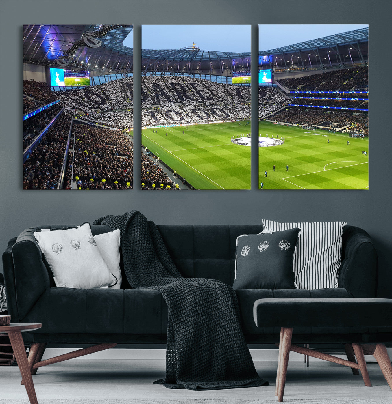 38765-MGV-CV-60X30-3P-Tottenham Hotspur Stadium Canvas Print, Match Day Triple Canvas Wall Art - Premier League Football