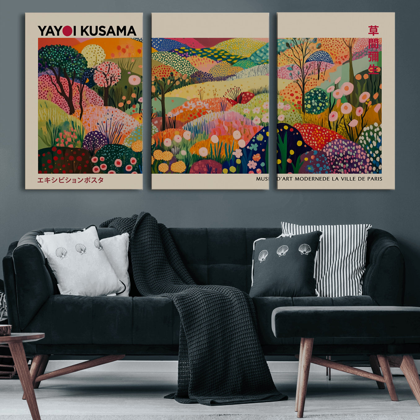 98921-MGV-CV-36X24 - Framed Yayoi Kusama 1986 Wall Art Print – Japanese Wall Art Print, Wabi Sabi Yayoi Kusama Print