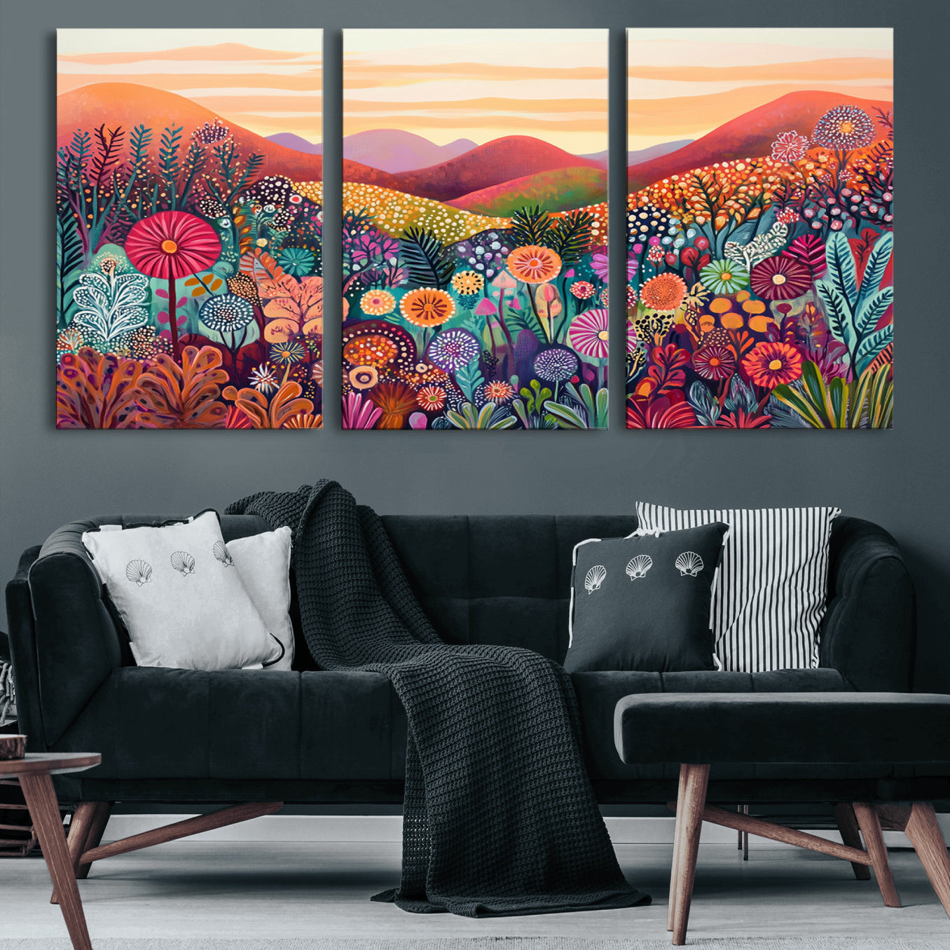 51484-MGV-CV-60X30-3P-Yayoi Kusama 1986 Wall Art Print – Yayoi Kusama Wabi Sabi Japanese Wall Art Print - Vibrant Abstract