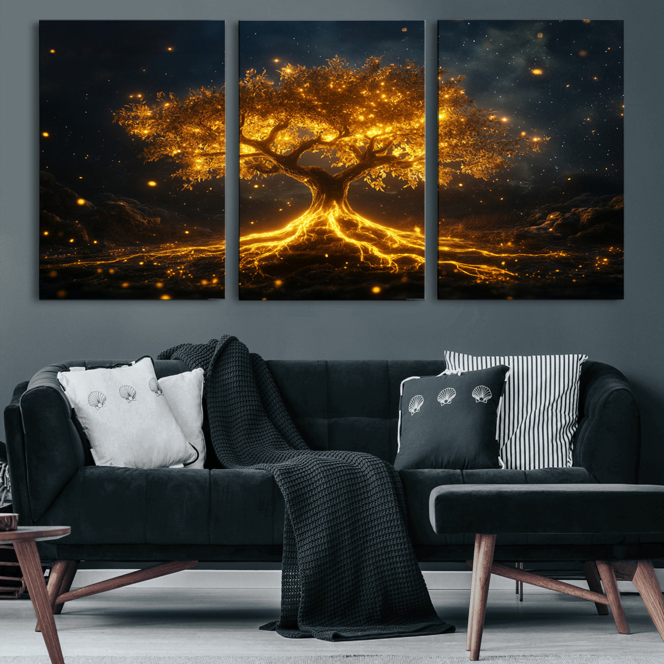 60194-MGV-CV-36X24 - Golden Tree of Life Canvas Wall Art Print - Majestic Tree of Life Print for Living Room and Office Decor