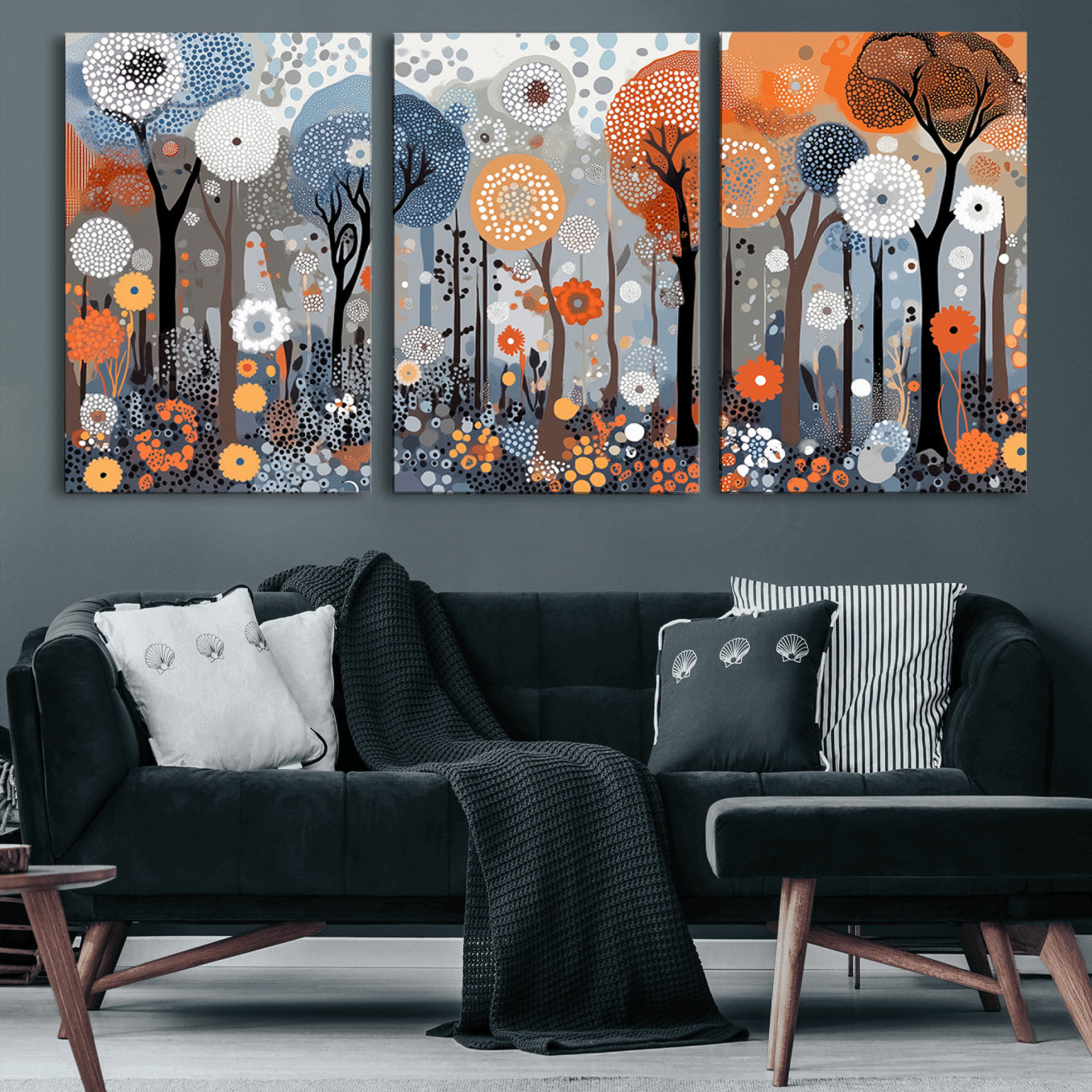 48857-MGV-CV-36X24-Abstract Winter Landscape Canvas Wall Art Print - Large Colorful Nature Wall Decor