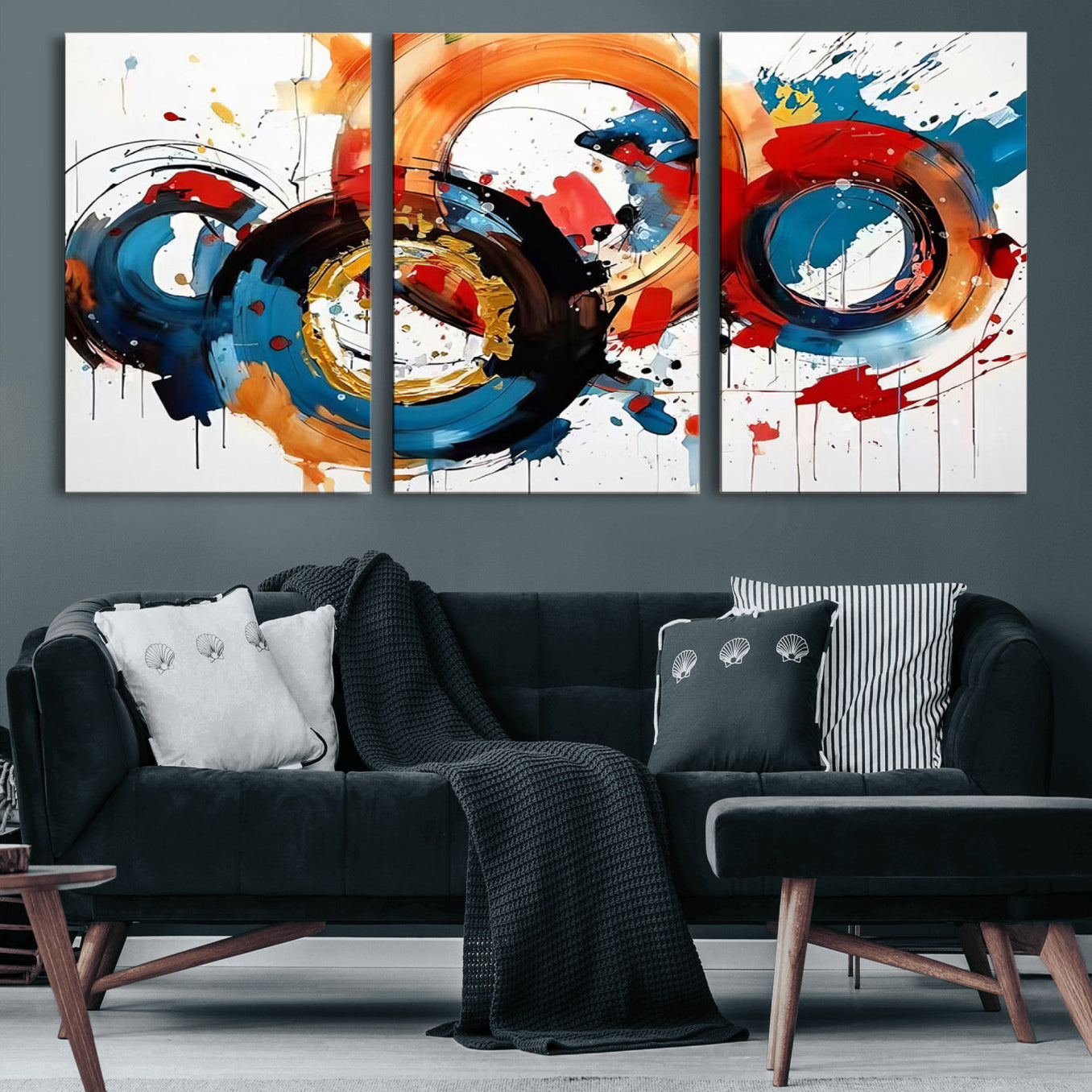 88266-MGV-CV-60X30-3P-Abstract Wall Art, Rings Wall Art Canvas Print