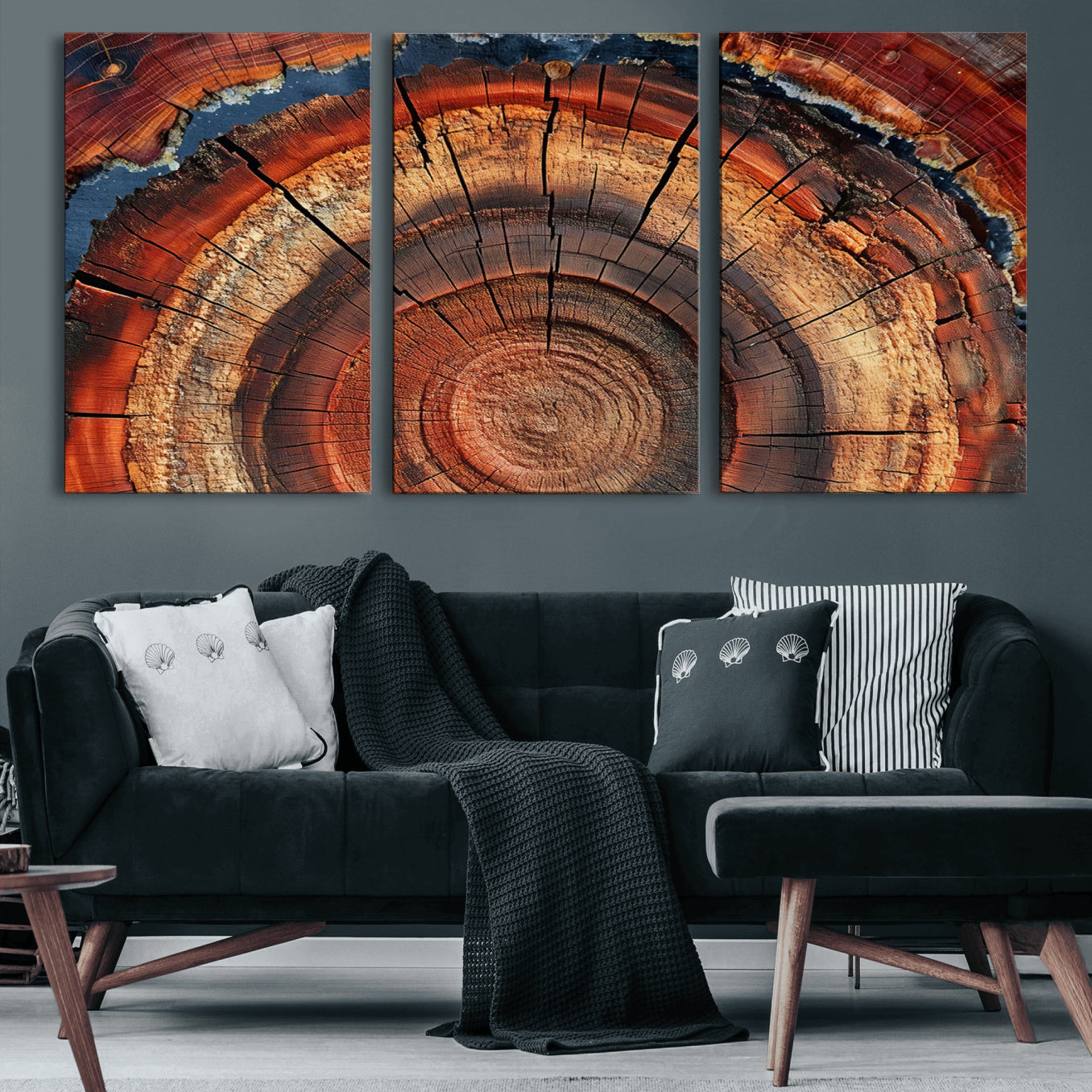 28555-MGV-CV-36X24 - Abstract Tree Ring Art Wall Art Canvas Print for Modern Farmhouse Decor, Colorful Tree Ring Wall Decor, Minimalist Home Canvas Art