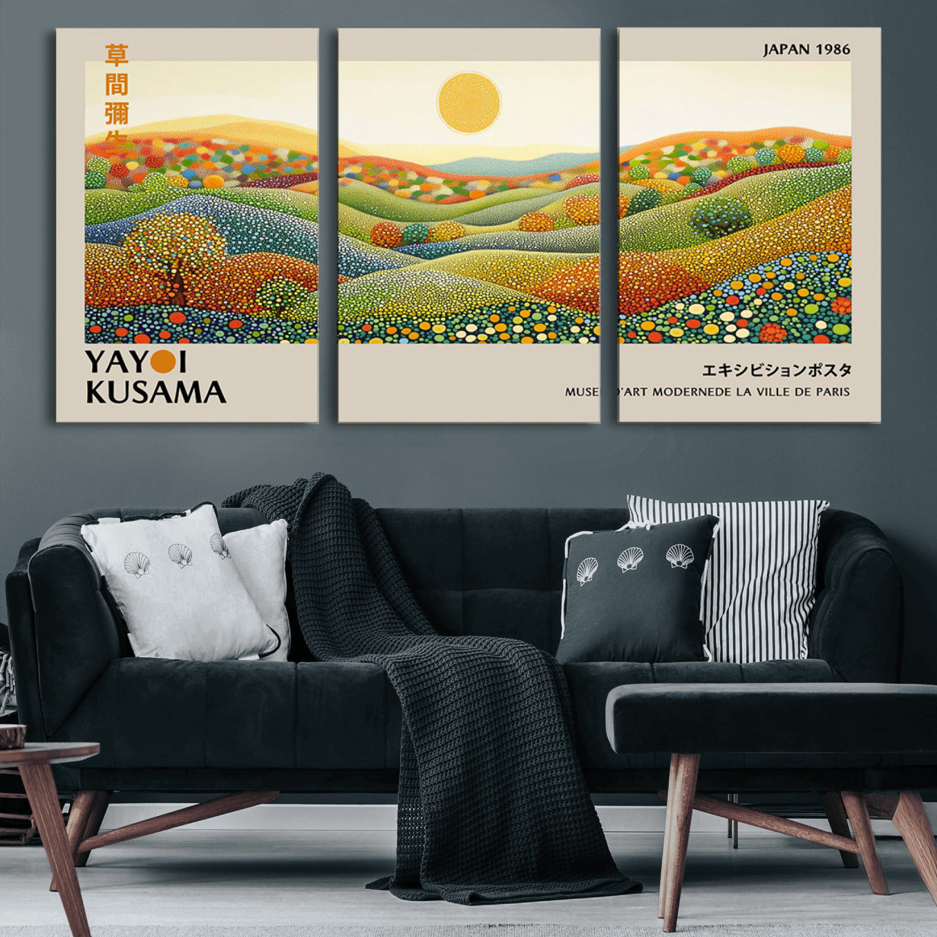33864-MGV-CV-60X30-3P-Yayoi Kusama Wall Art Print – Yayoi Kusama Wabi Sabi Japanese Wall Art Print - Vibrant Abstract
