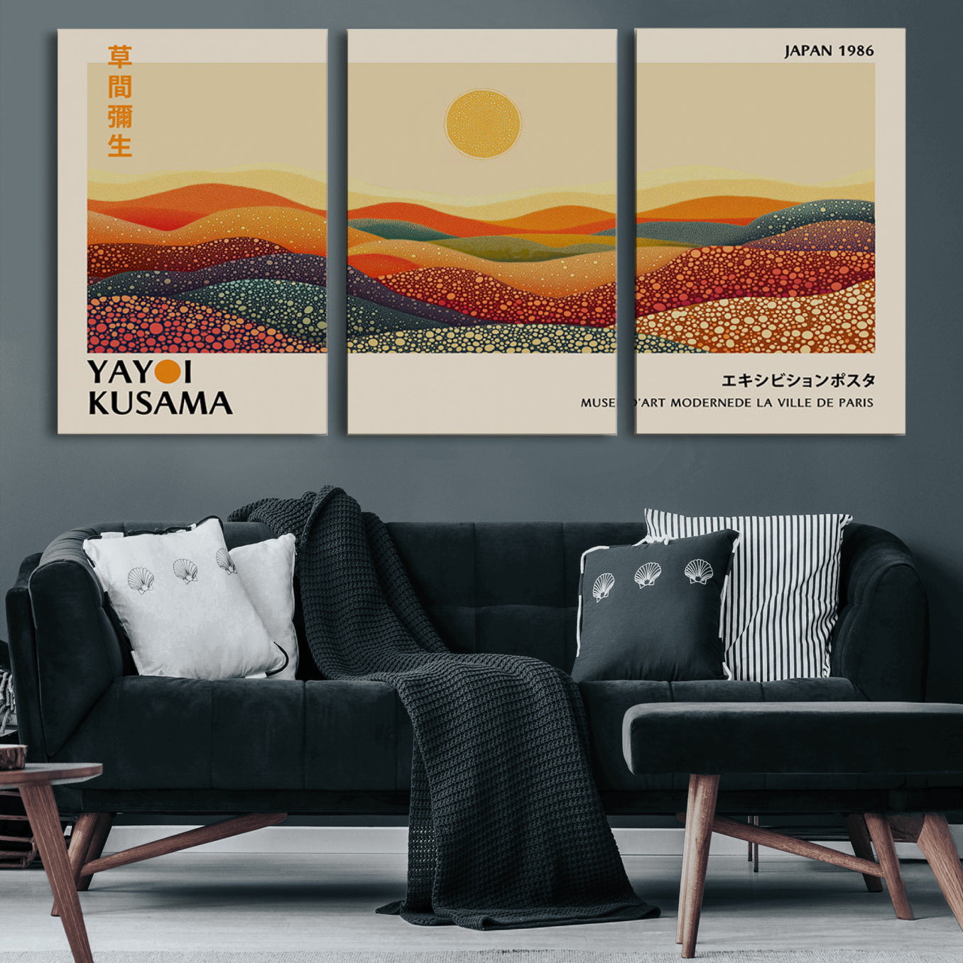 88180-MGV-CV-60X30-3P-Yayoi Kusama Art Print Wall Decor – Yayoi Kusama Wabi Sabi Japanese Wall Art Print - Vibrant