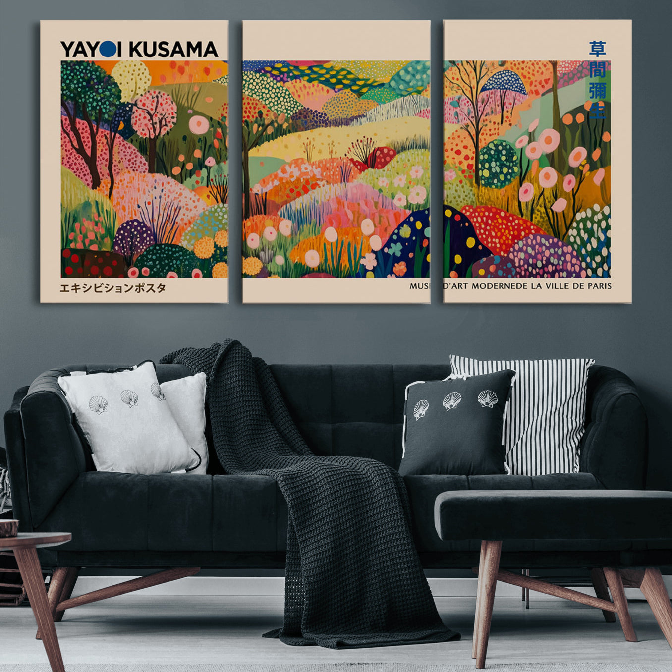 47970-MGV-CV-36X24 - Yayoi Kusama Japanese Art Canvas Print, Abstract Large Yayoi Kusama Framed Print, Japanese Wabi Print
