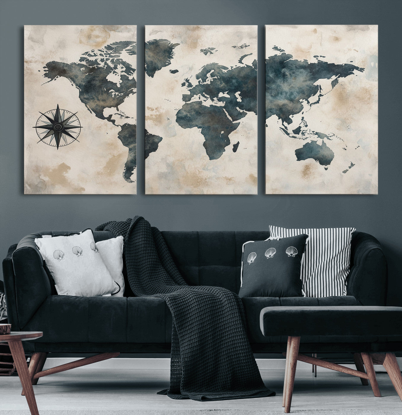 -Push Pin World Map Canvas Print – Travel Tracker Wall Art for Couples, Perfect Anniversary Gift for Home or Office Decor
