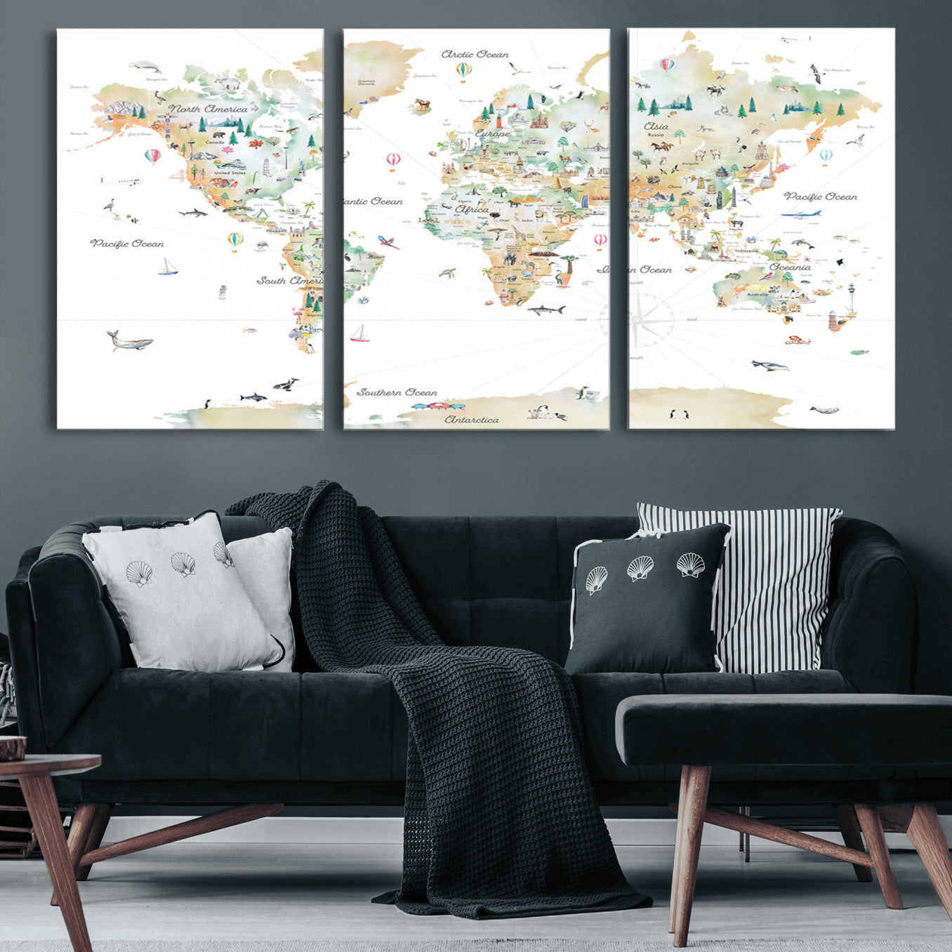 97107-MGV-CV-60X30-3P-Push Pin World Map Canvas Print – Travel Tracker Wall Art for Couples, Perfect Anniversary Gift for Home or Office Decor
