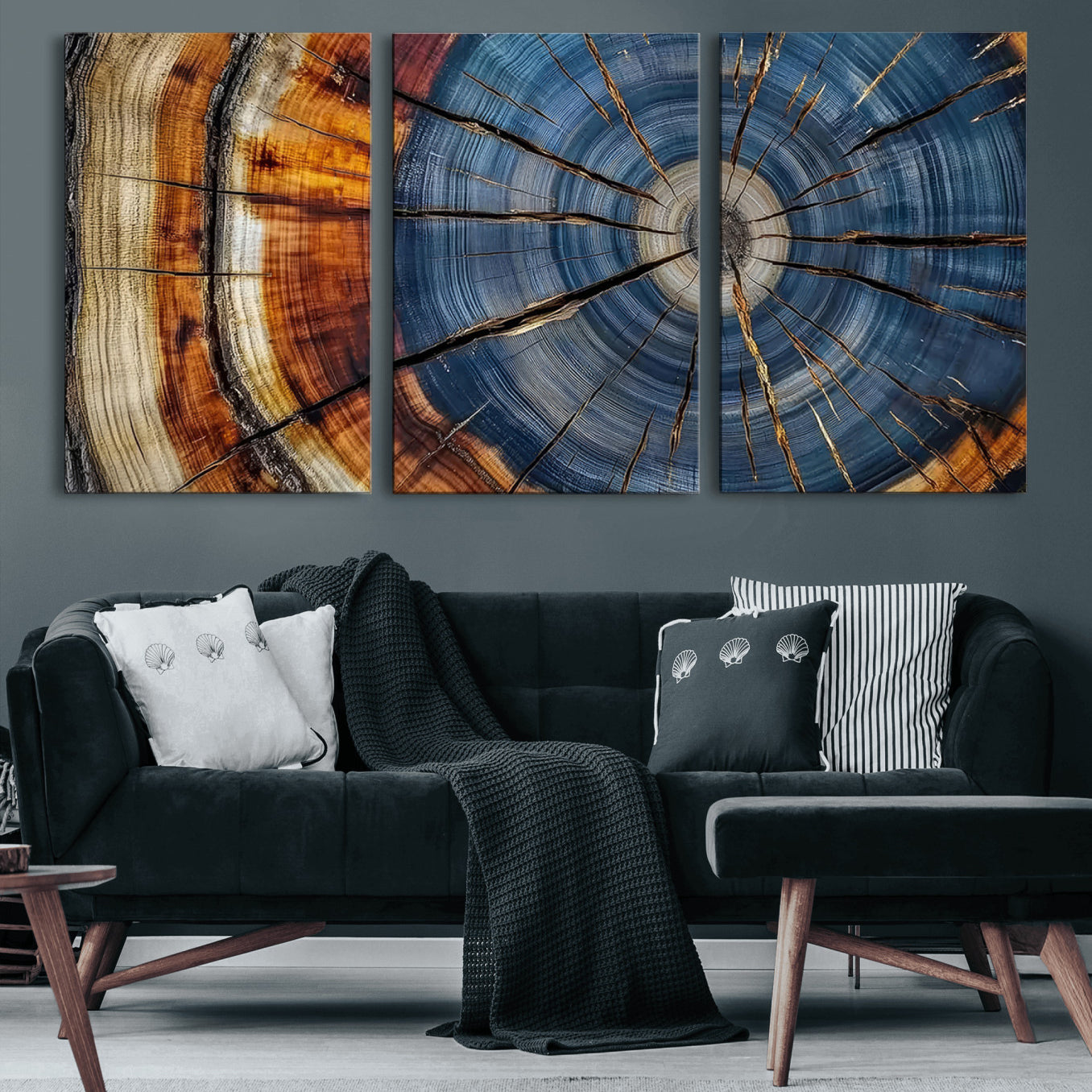 10583-MGV-CV-36X24-Abstract Tree Rings Canvas Wall Art - Wood Grain Canvas Print - Nature-Inspired Modern Wood Grain