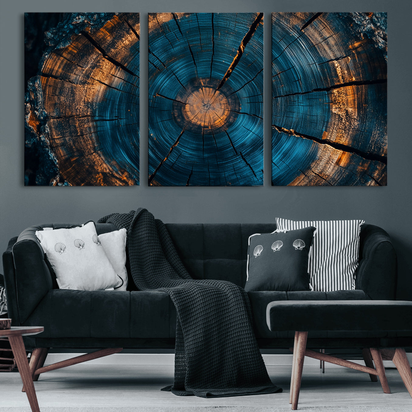 65231-MGV-CV-36X24-Farmhouse Wall Art - Abstract Tree Rings Canvas Wall Art Print, Framed Wood Grain Rings Artwork