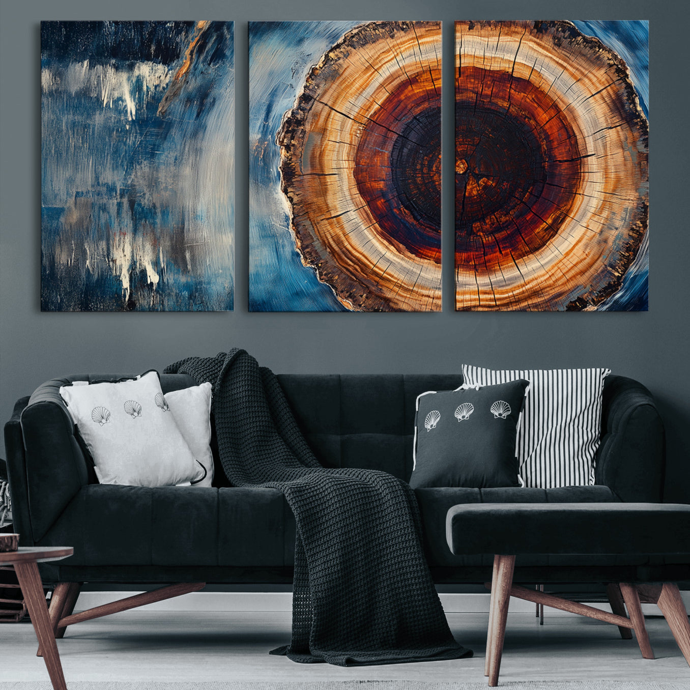 48045-MGV-CV-36X24-Abstract Tree Rings Wall Art Canvas Print - Wood Grain Rings Canvas Print - Nature Woodland Wall