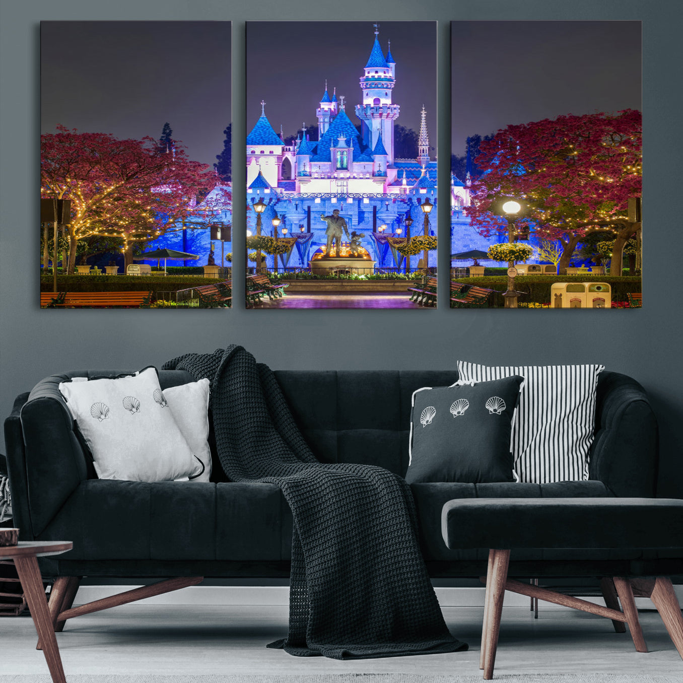 66710-MGV-CV-36X24 - Disney Castle Wall Art Canvas Print – Magical Fairytale Kingdom Scene Kids Room Decor Artwork for Home, Living Room