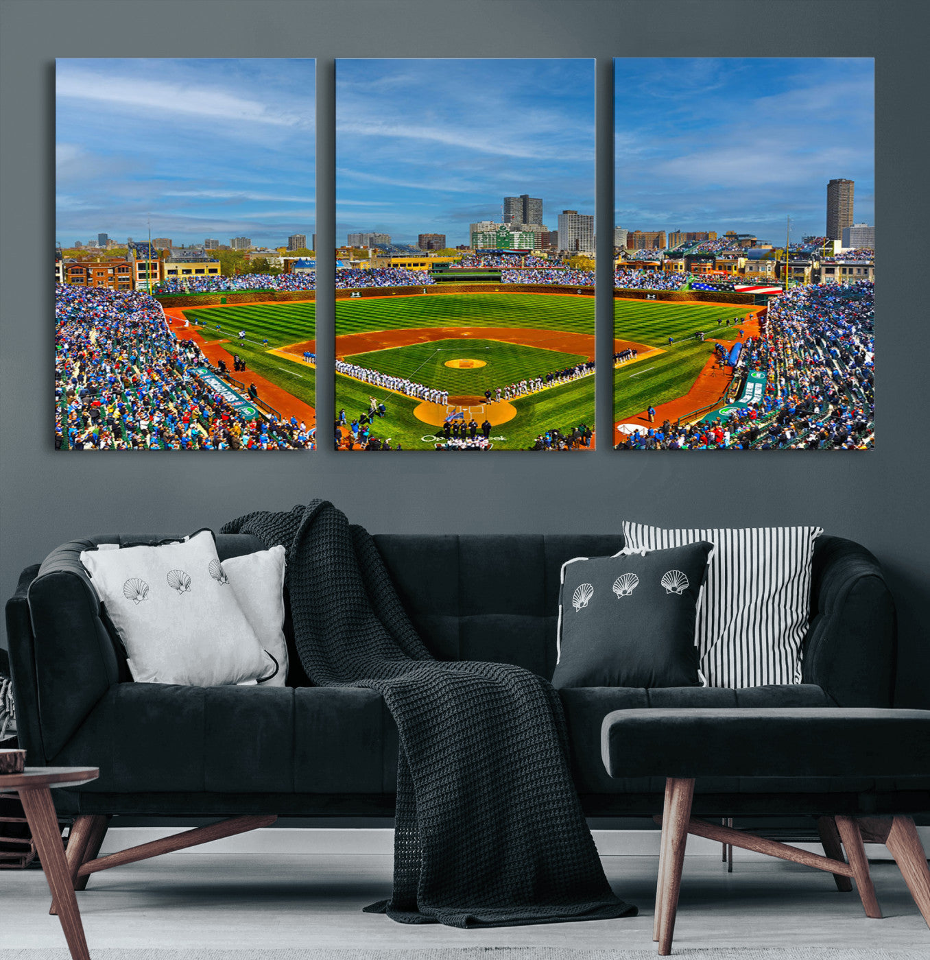 78105-MGV-CV-60X30-3P-Wrigley Field Chicago Cubs Panoramic Canvas Print – Multi-Piece Iconic Baseball Stadium Wall Art for Home, Office
