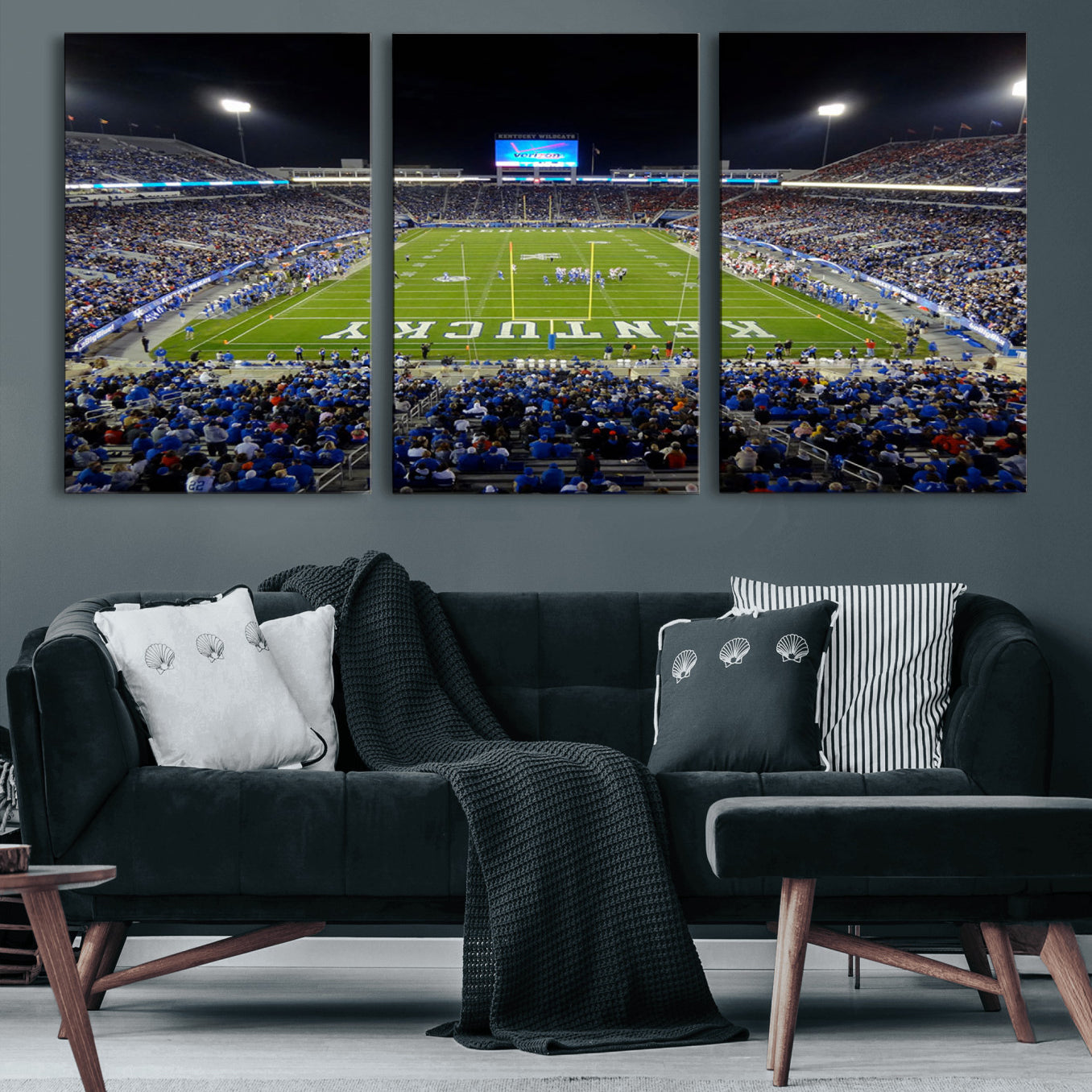 14304-MGV-CV-60X30-3P-Kroger Field Canvas Wall Art - Kentucky Stadium Wall Art Print - Sunset Football Stadium Wall Decor