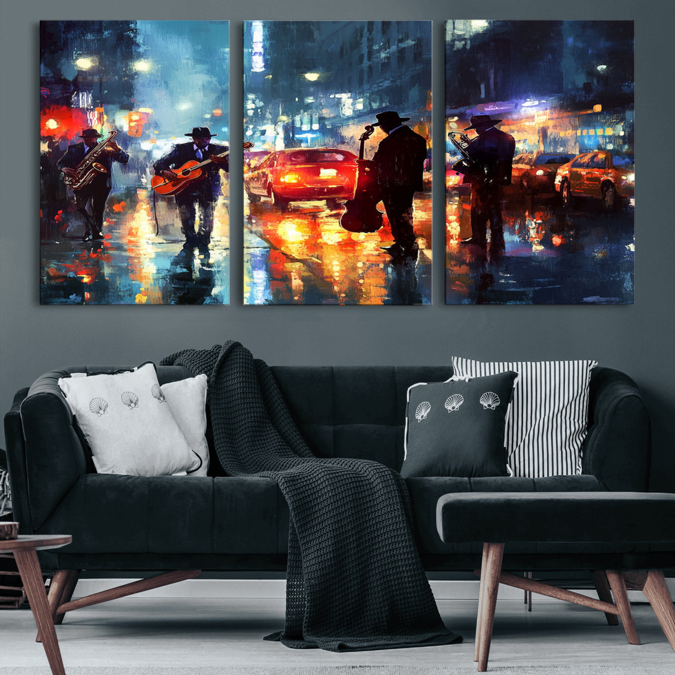 94605-MGV-CV-60X30-3P-African American Jazz Canvas - Abstract Music Wall Art Print - Abstract Jazz Wall Art Framed Prints