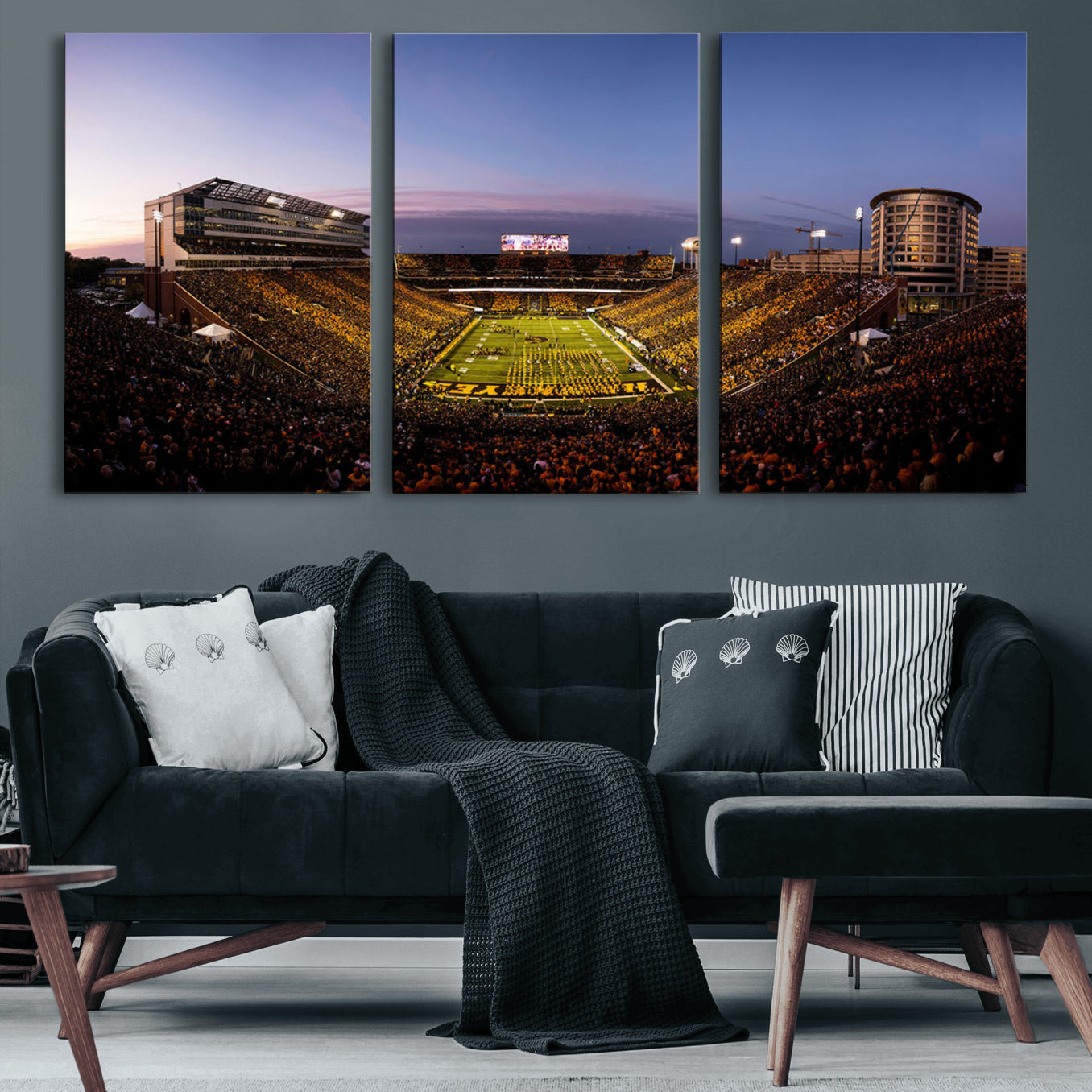 82557-MGV-CV-60X30-3P-Iowa Hawkeyes Kinnick Stadium Wall Art Canvas Print, Framed Iowa Hawkeyes Kinnick Stadium Canvas