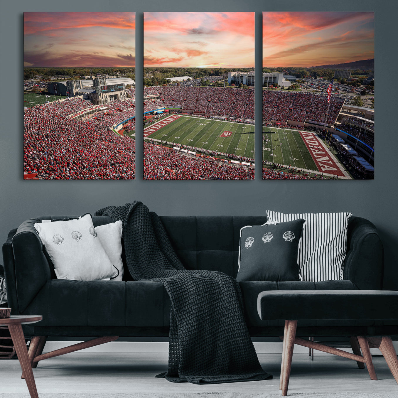 51135-MGV-CV-60X30-3P-Indiana Memorial Stadium Wall Art Canvas Print, Framed Studium Canvas Art, Indiana Memorial Stadium