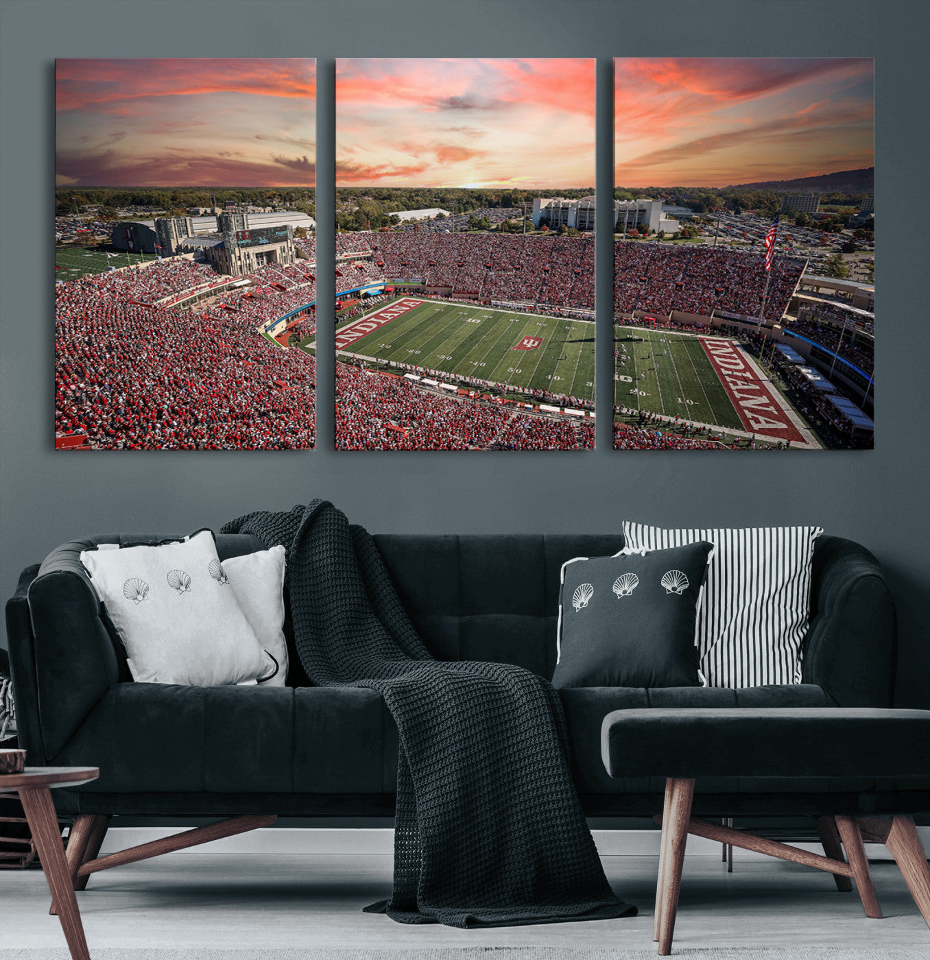 51135-MGV-CV-60X30-3P-Indiana Memorial Stadium Wall Art Canvas Print, Framed Studium Canvas Art, Indiana Memorial Stadium