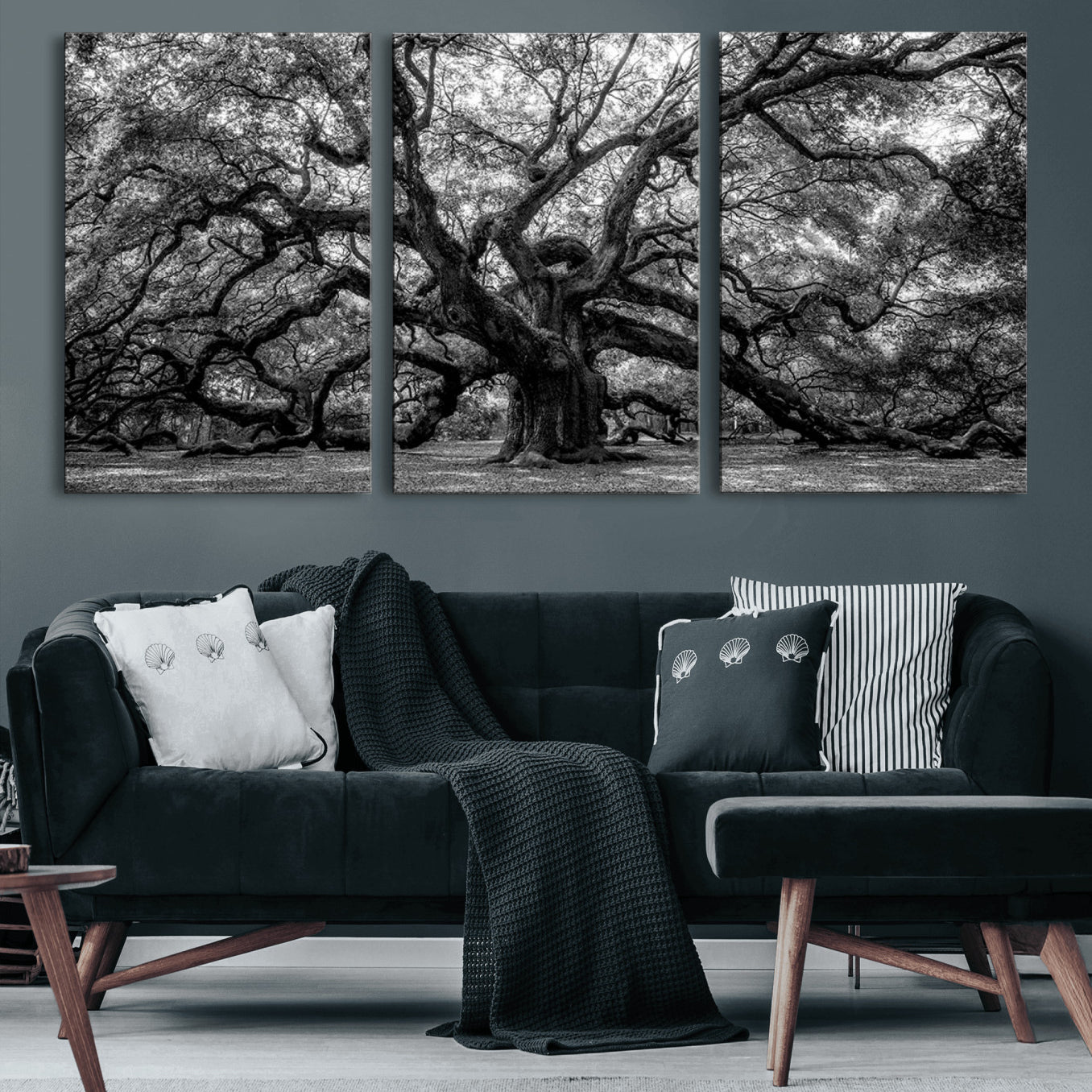 132944706-MGV-CV-60X30-3P-Black and White Old Angel Oak Tree Wall Art Canvas Print