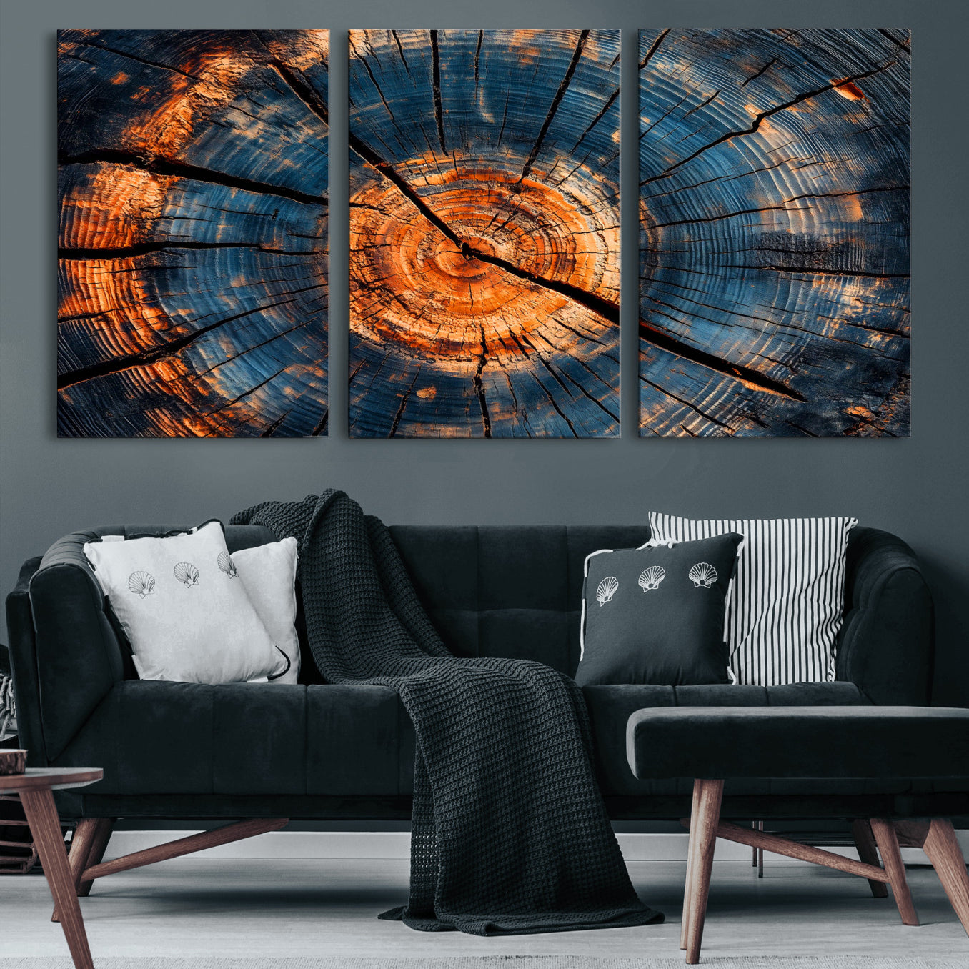 81894502-MGV-CV-60X30-3P-Burnt Wood Wall Art Canvas Print – Framed Aged Timber Rustic Tree Artwork Perfect for Home, Office, Living Room