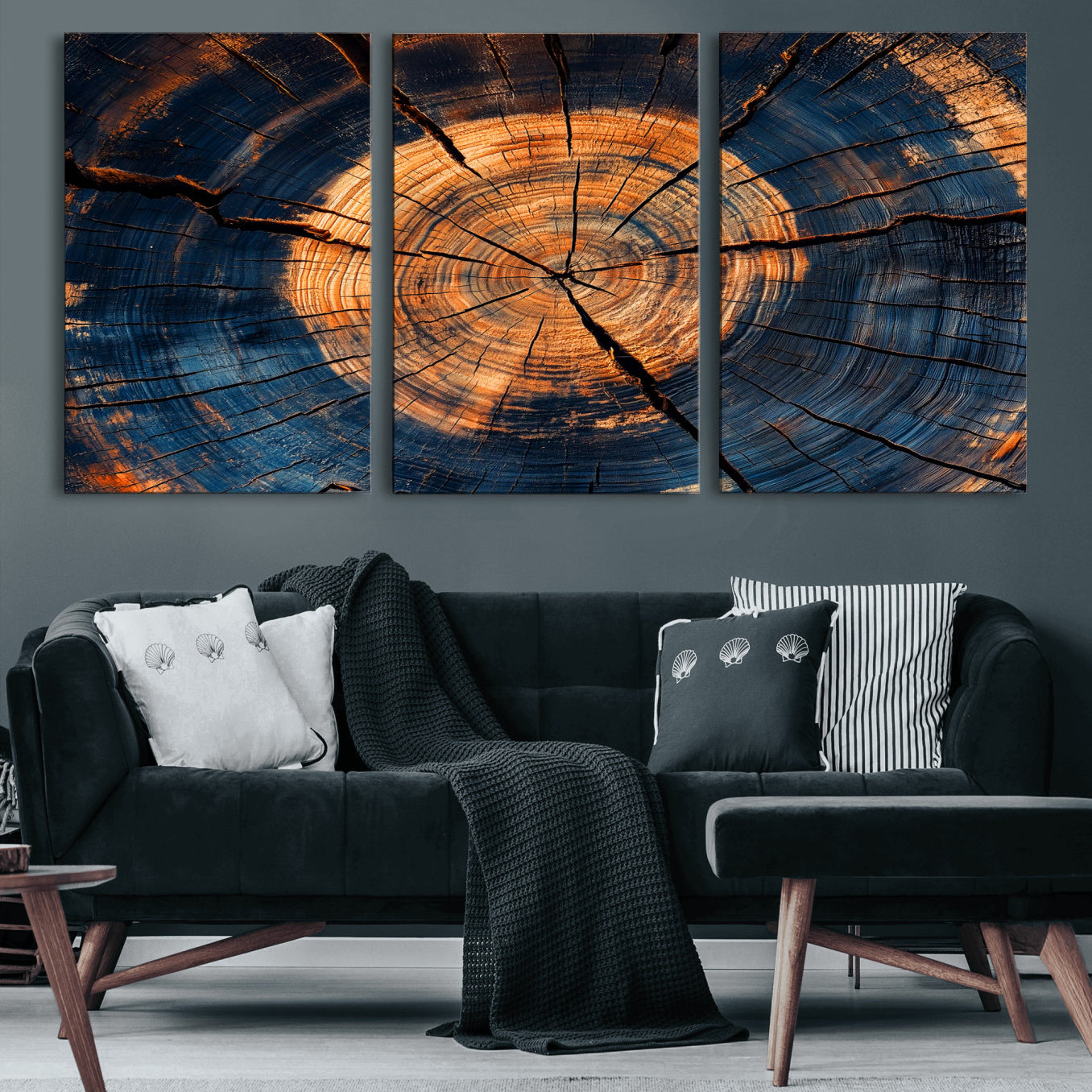 18975622-MGV-CV-36X24-Burnt Wood Wall Art Canvas Print – Framed Aged Timber Tree Artwork, Rustic Decor Perfect for Home, Office