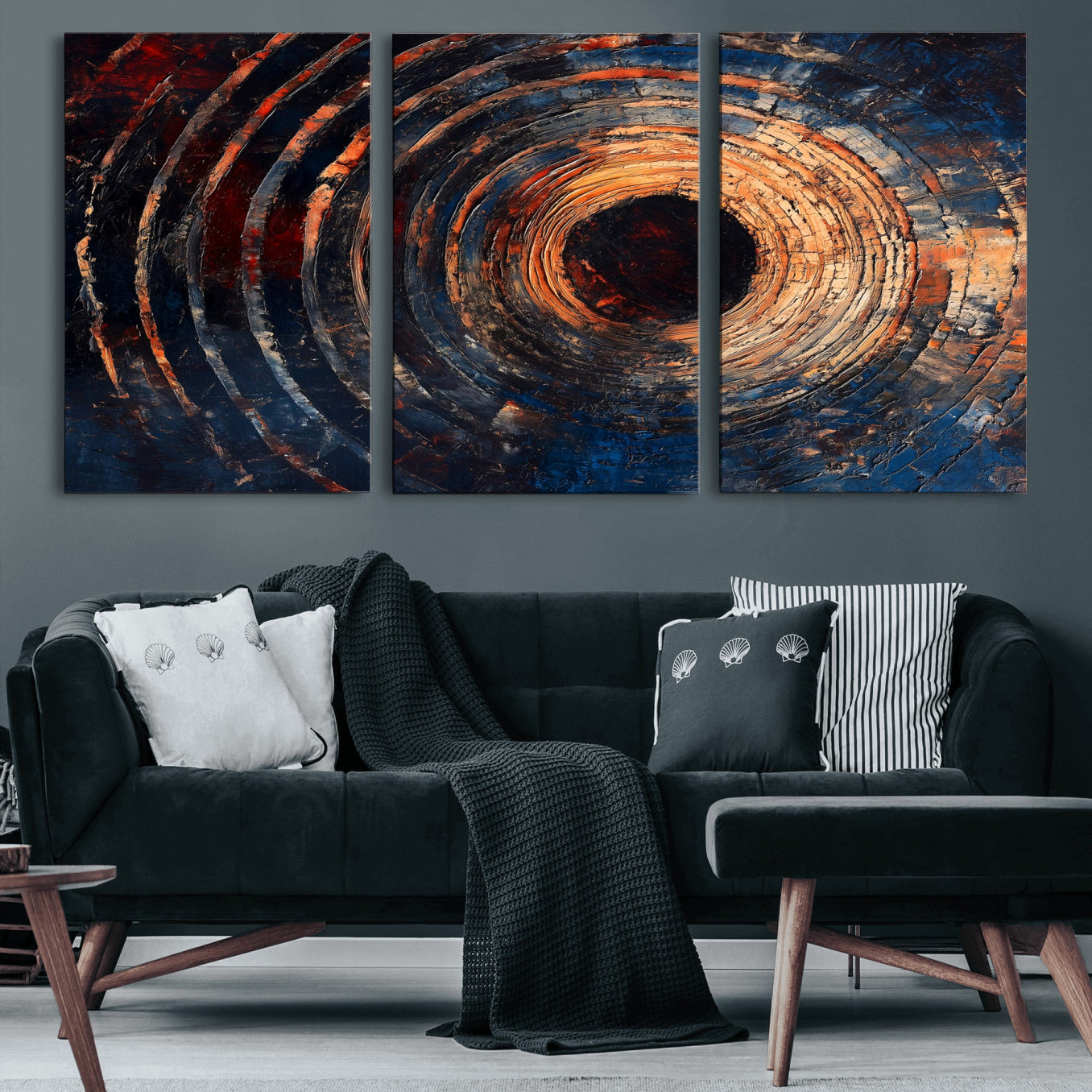 10017879-MGV-CV-60X30-3P-Wood Tree Ring Wall Art Canvas Print – Framed Natural Wood Artwork, Rustic Tree Slice Perfect Decor for Home, Office