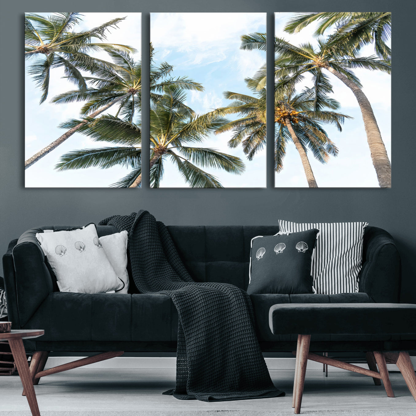 87247012-MGV-CV-36X24 - Tropical Palm Trees Wall Art – Sunlit Leaves & Blue Sky Canvas Print, Island Breeze and Vacation Vibes for Office or Home Decor