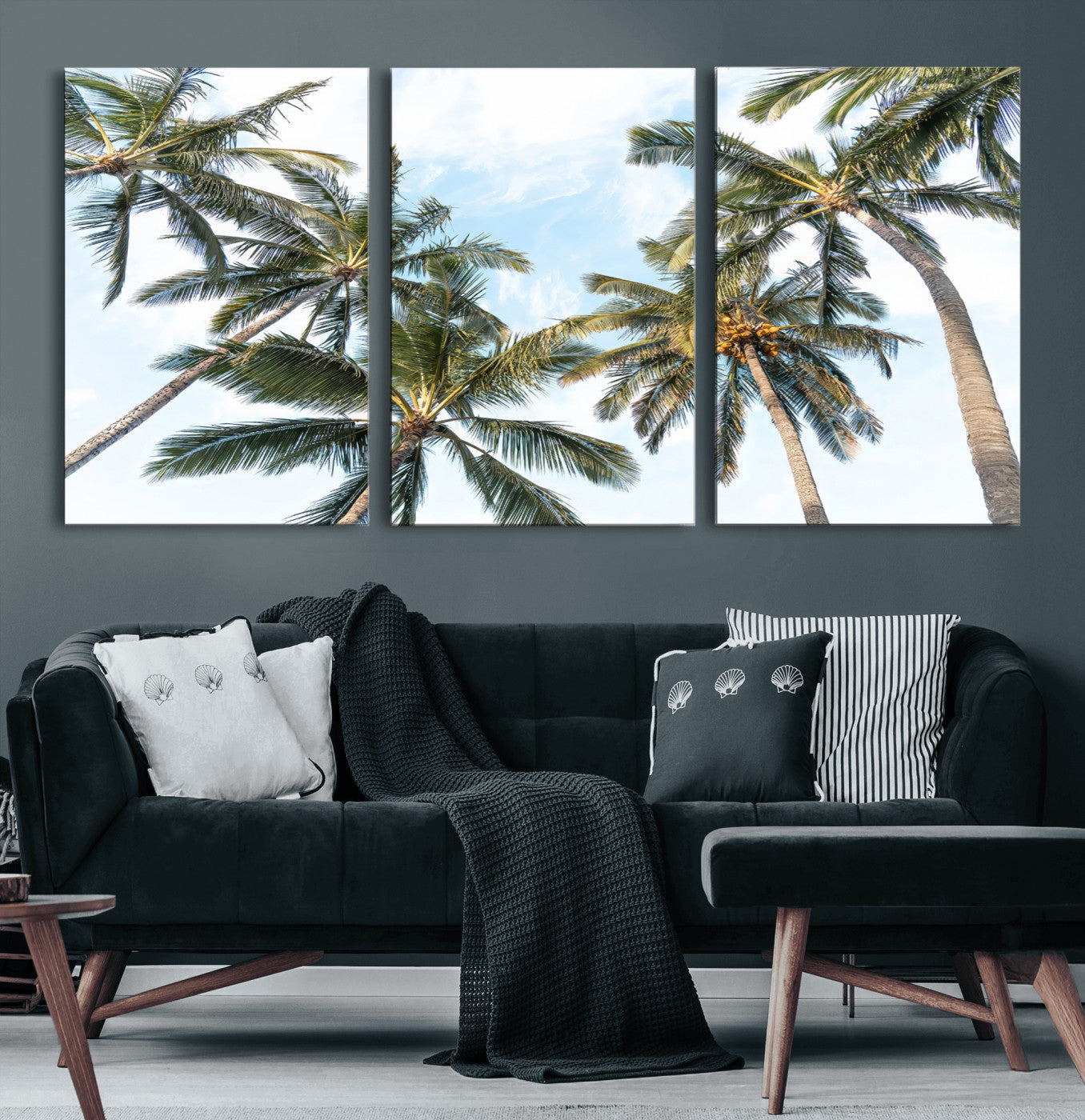 87247012-MGV-CV-36X24 - Tropical Palm Trees Wall Art – Sunlit Leaves & Blue Sky Canvas Print, Island Breeze and Vacation Vibes for Office or Home Decor