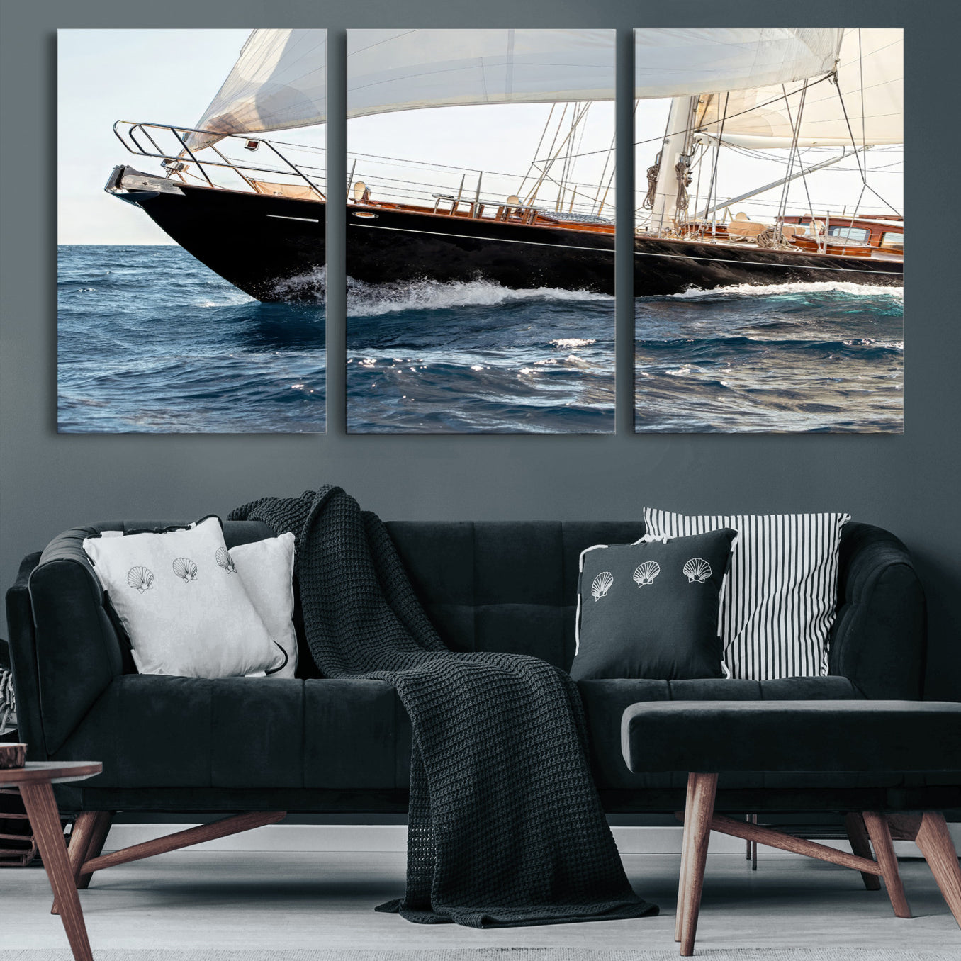 97168626-MGV-CV-36X24 - Boat Yacht Wall Art – Ocean Waves & Sailing Adventure Canvas Print, Nautical Elegance & Marine Journey for Living Room or Luxury Decor