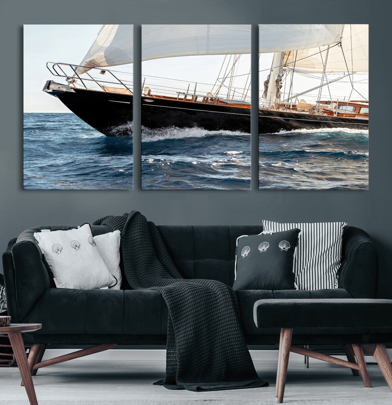 97168626-MGV-CV-36X24 - Boat Yacht Wall Art – Ocean Waves & Sailing Adventure Canvas Print, Nautical Elegance & Marine Journey for Living Room or Luxury Decor