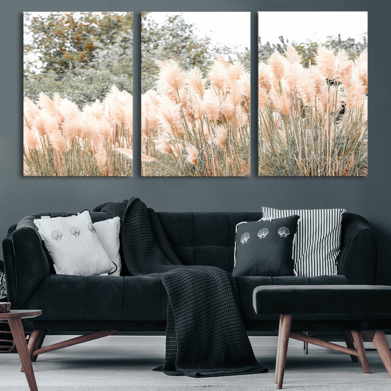 21826392-MGV-CV-36X24 - Pampas Grass Wall Art – Soft Blush Hues and Natural Texture Canvas Print, Serene Outdoors & Botanical Charm for Living Room or Nature Decor