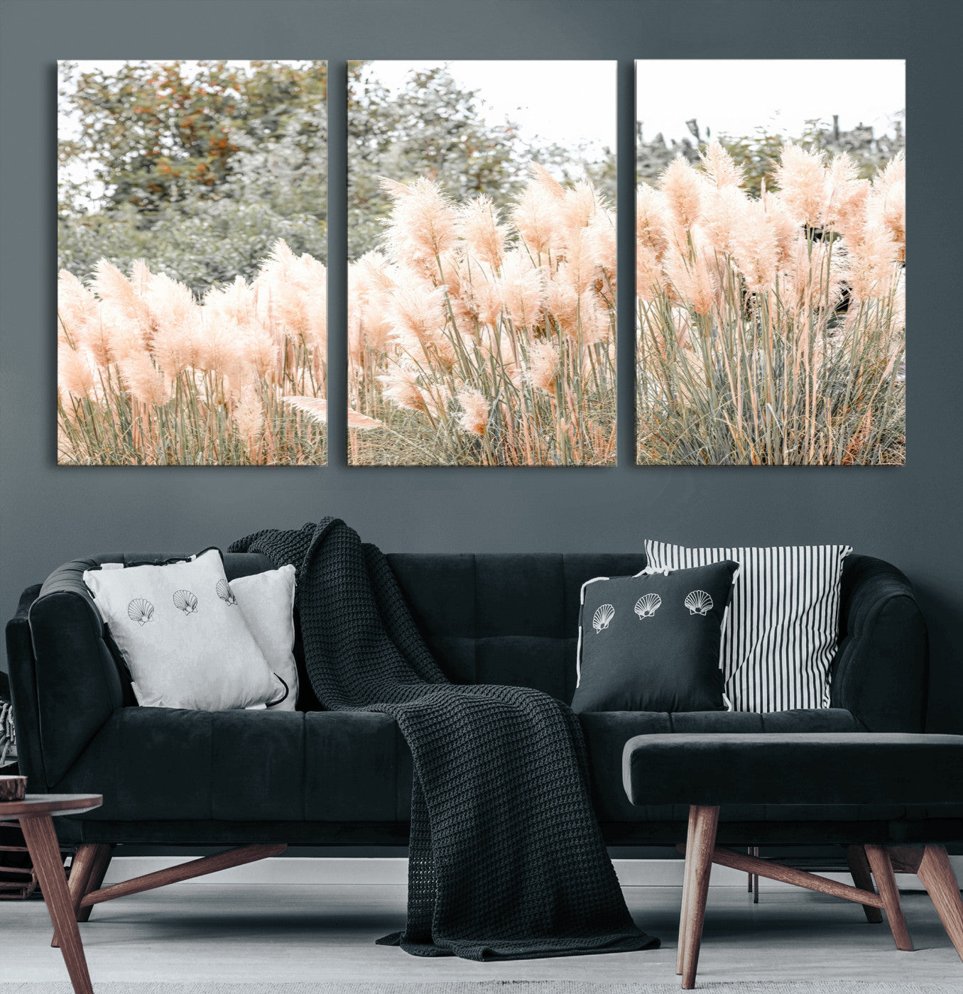 21826392-MGV-CV-36X24 - Pampas Grass Wall Art – Soft Blush Hues and Natural Texture Canvas Print, Serene Outdoors & Botanical Charm for Living Room or Nature Decor