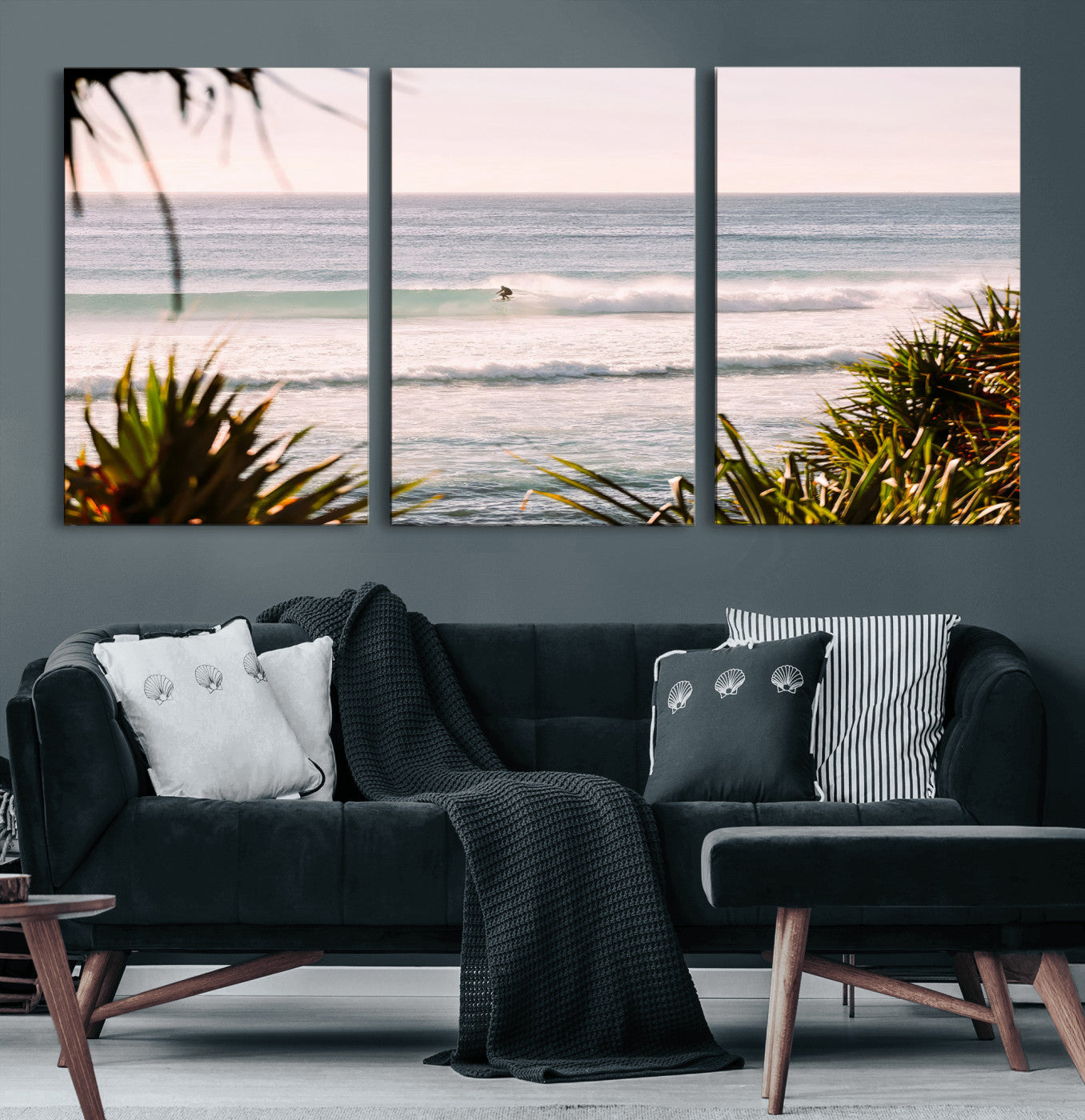 23287092-MGV-CV-36X24 - Ocean Surfer Wall Art Canvas Print | Framed Coastal Surf Art Picture Tropical Beach Artwork for Home Office