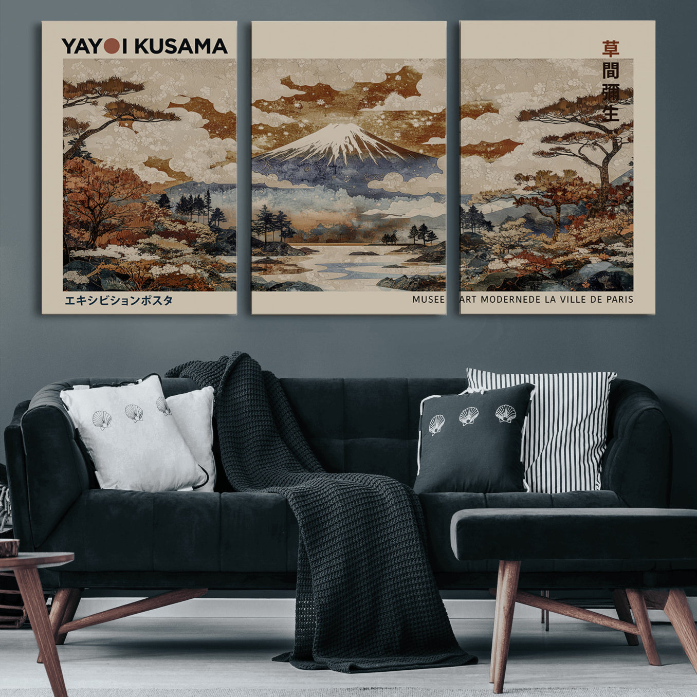 11778299-MGV-CV-60X30-3P-Yayoi Wall Art: Transform Your Space, Modern Japanese Wall Art Print Yayoi Kusama Canvas Wall Art