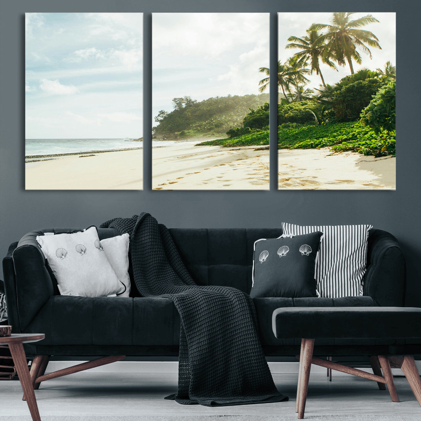 -Relaxing Beach Wall Art Canvas Print – Framed Ocean View Coastal Serenity Tropical Nature Scene Artwork for Home Office