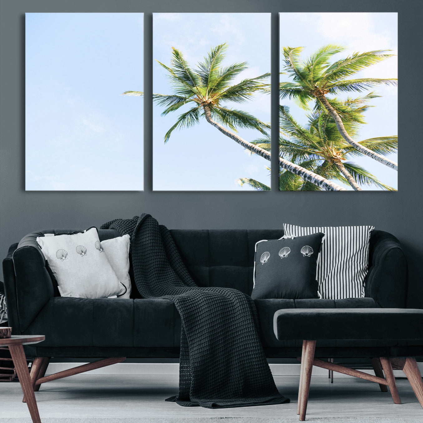 54719115-MGV-CV-36X24-Palm Trees Wall Art Canvas Print – Framed Tropical Coastal Nature Scene Artwork for Home Office