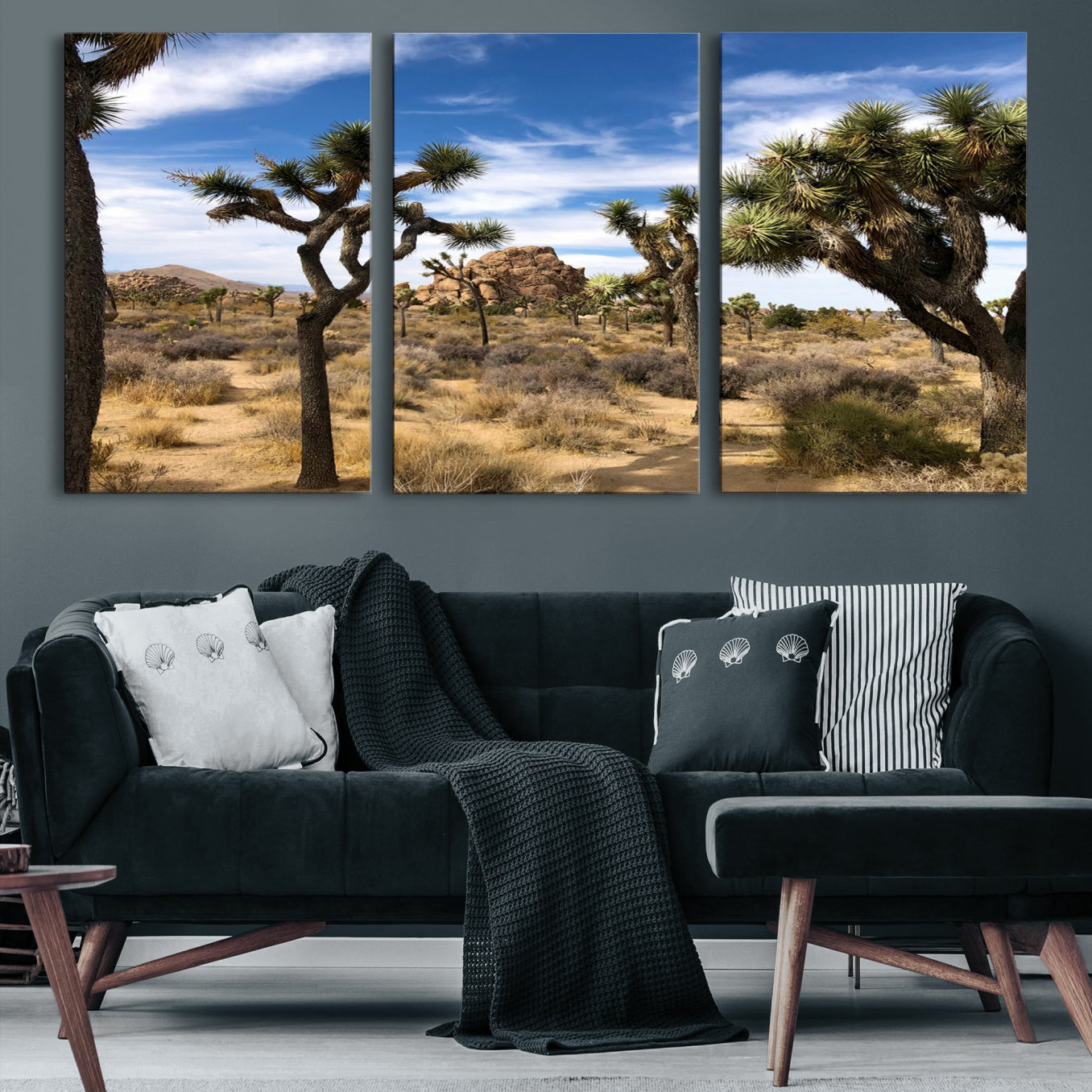 -Joshua Tree Desert Wall Art Canvas Print – Framed Southwestern Rustic Earth Tone Nature Scene Artwork for Home Office