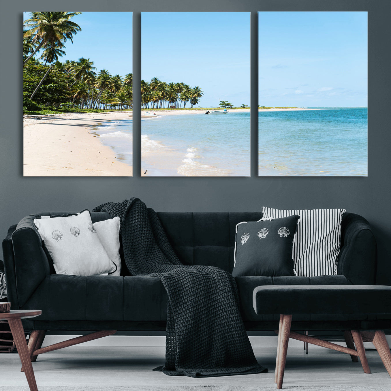 37858872-MGV-CV-36X24 - Palm Tree Paradise Coastal Wall Art – Beach Scene and Ocean Breeze Canvas Print Tranquil Tropical Shore Decor for Living Room, Bedroom or Office