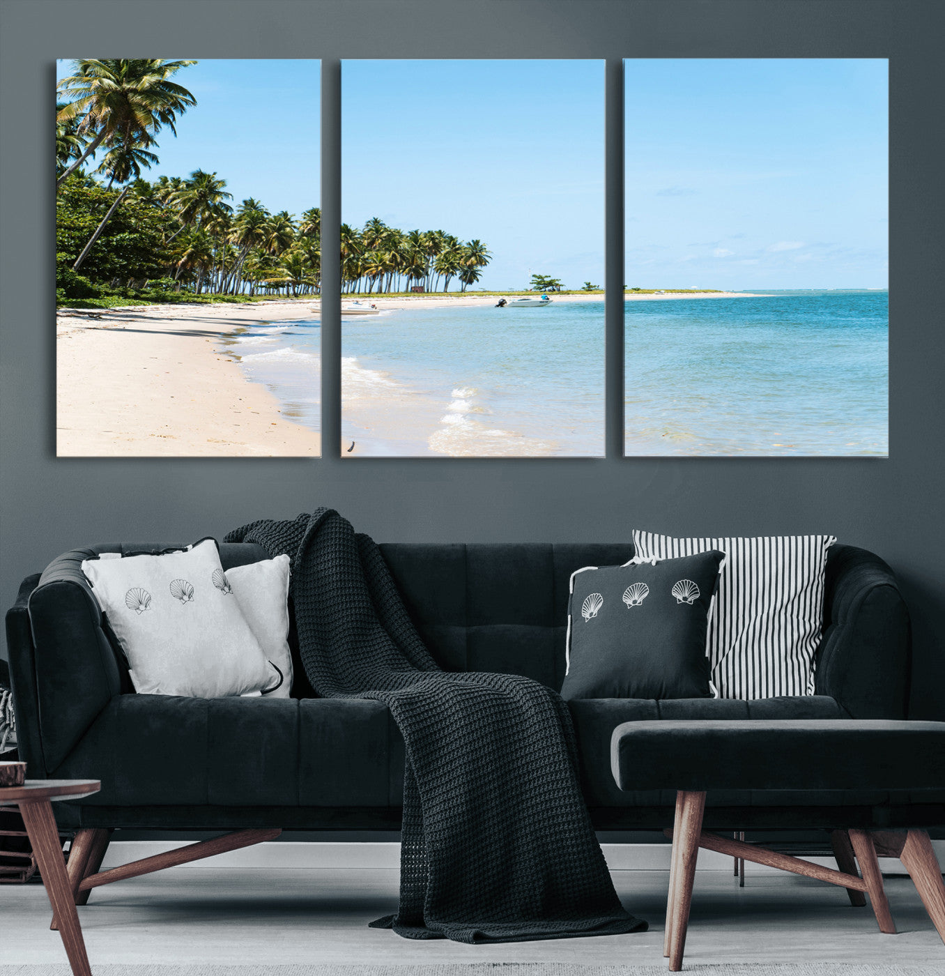 37858872-MGV-CV-36X24 - Palm Tree Paradise Coastal Wall Art – Beach Scene and Ocean Breeze Canvas Print Tranquil Tropical Shore Decor for Living Room, Bedroom or Office
