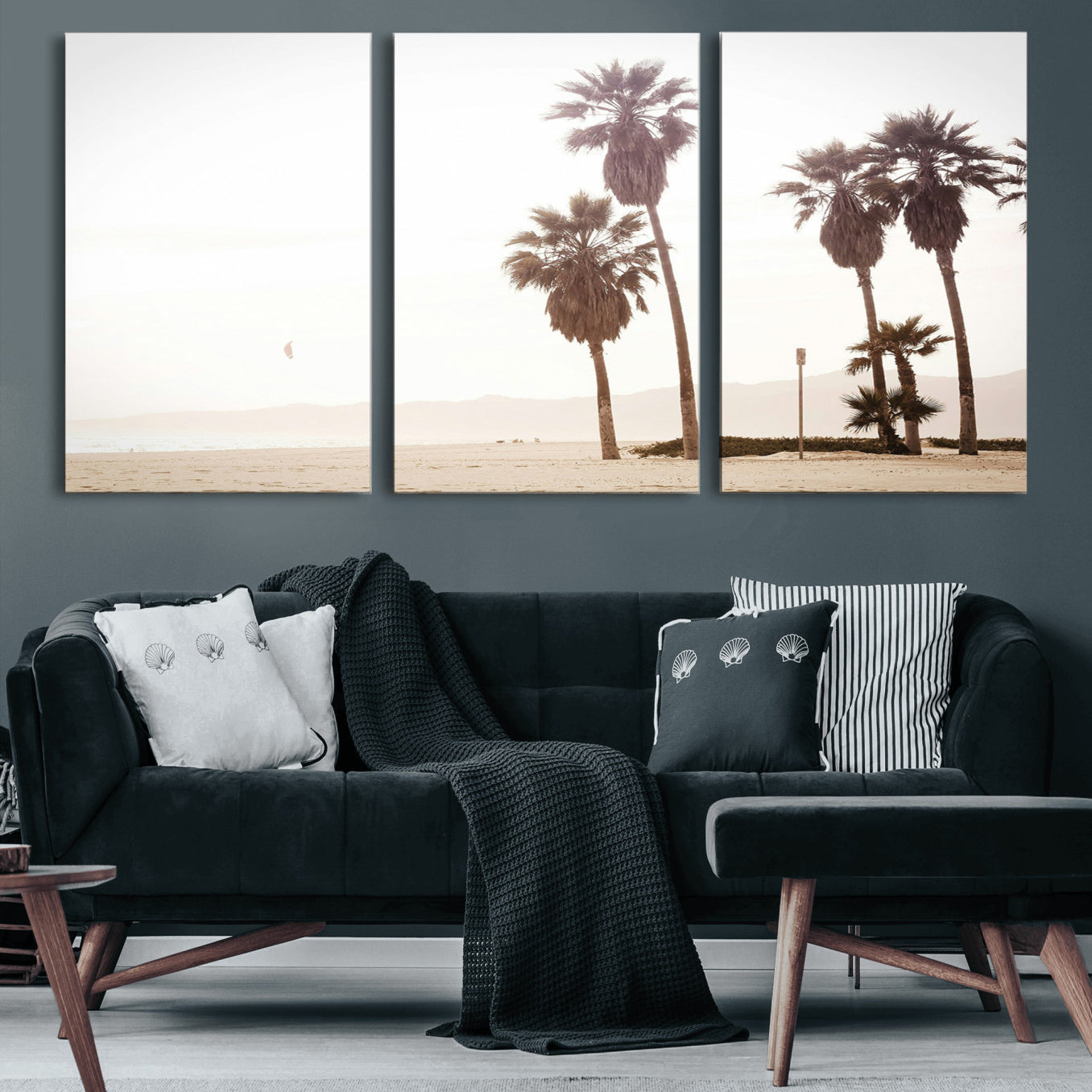 48255923-MGV-CV-60X30-3P-Coastal Light Wall Art Canvas Print – Relaxing Shoreline Minimalist Ocean Tropical Serenity Artwork for Home, Office