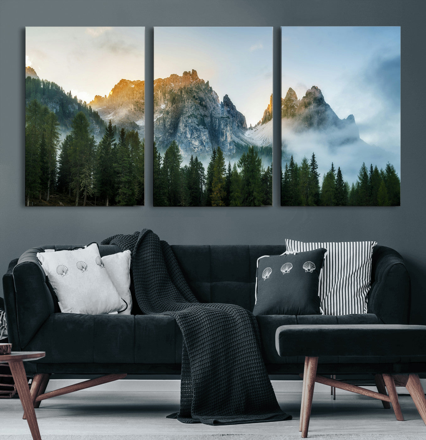 21145440-MGV-CV-60X30-3P-Wilderness Wall Art Canvas Print – Misty Forest Nature Landscape Photography Rustic Scenic Artwork for Home, Office